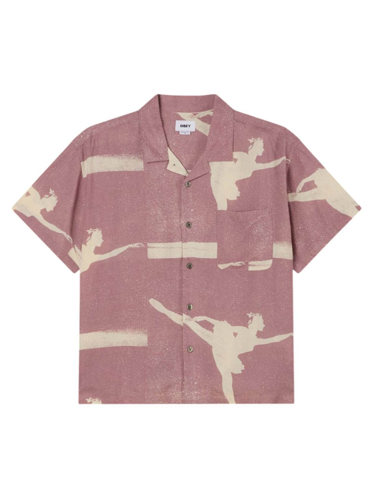 Obey Jacques cuban shirt camicia maniche corte - mauve multi