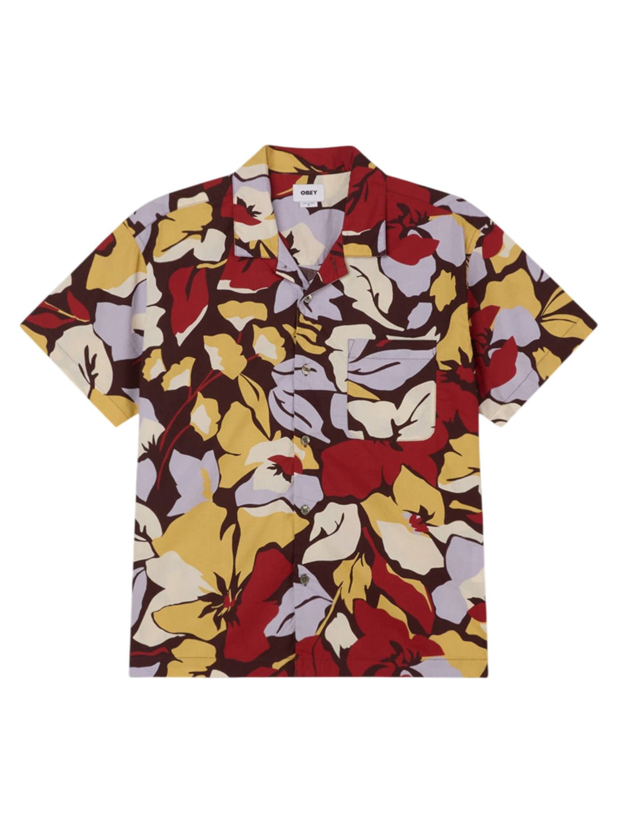Obey Maxwell cuban shirt camicia hawaiana maniche corte - chocolate multi