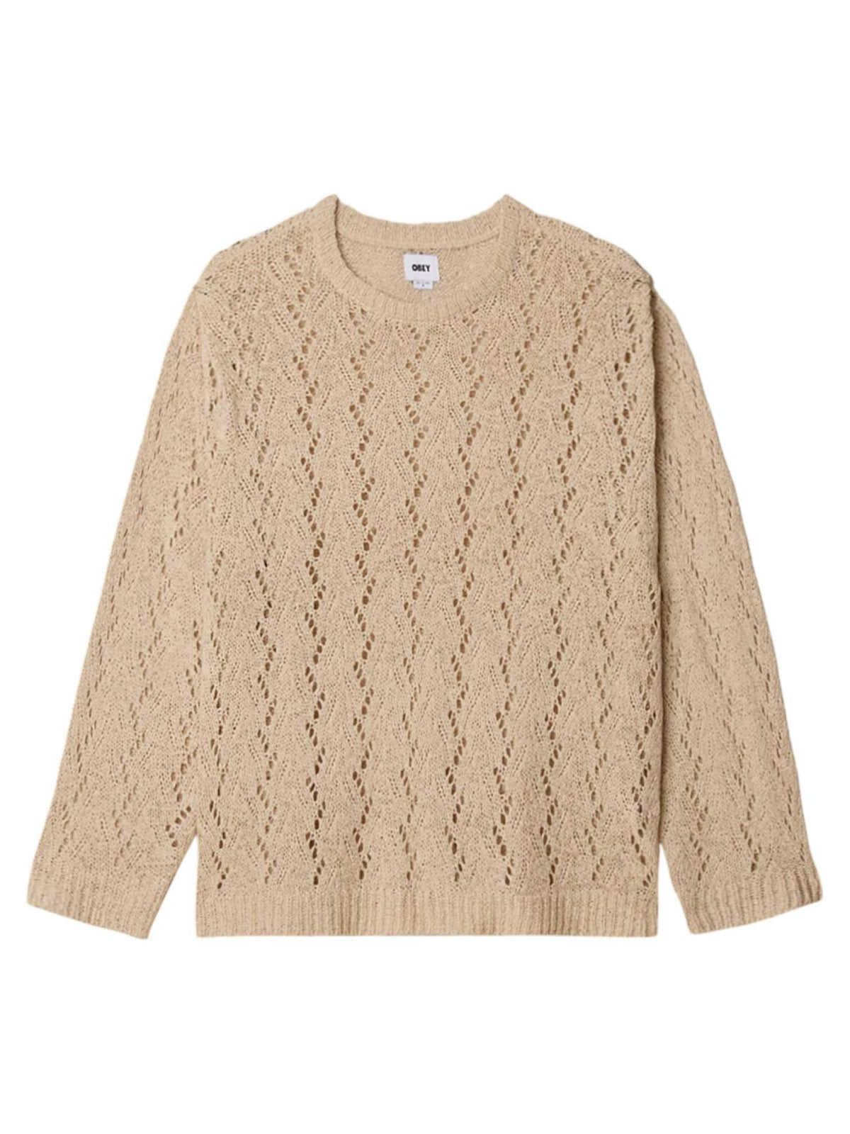 Obey Shimoda tape yarn sweater maglioncino in crochet leggero - natural
