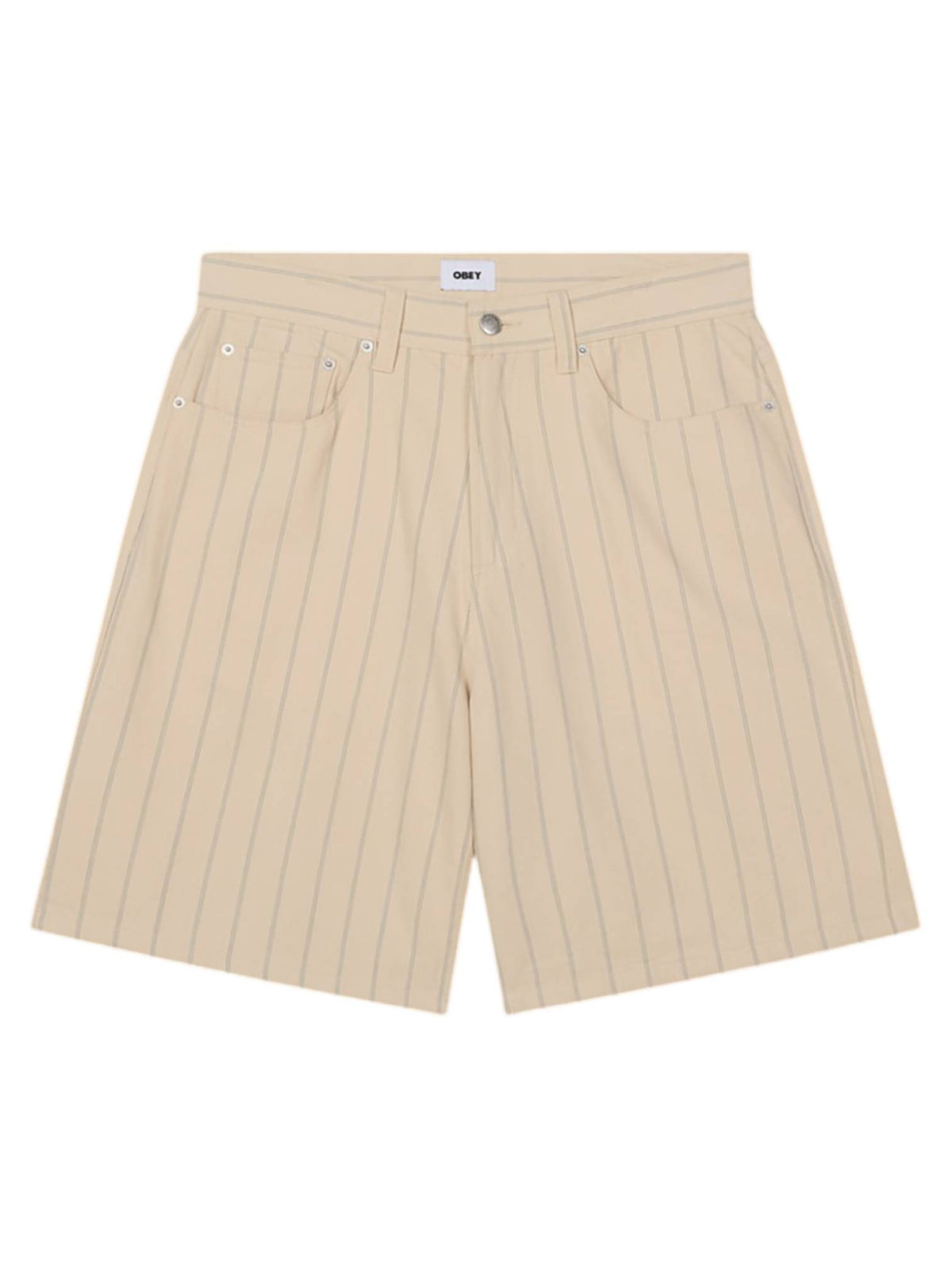Obey Stripe baggy denim shorts - pelican multi