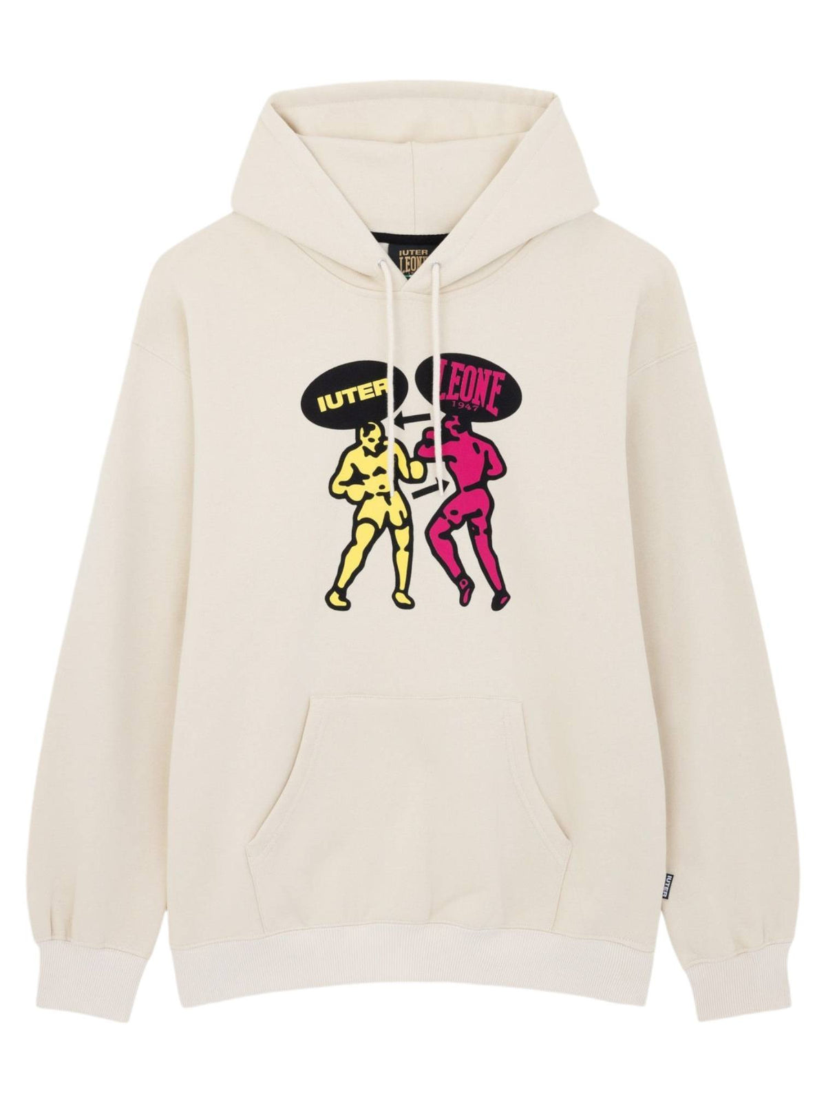 Iuter x Leone We are fighter Hoodie felpa con cappuccio e grafica unisex - Cream