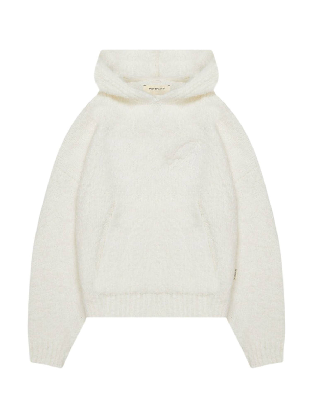 Reternity Bouclè knit hoodie maglioncino con cappuccio unisex boxy fit - cream