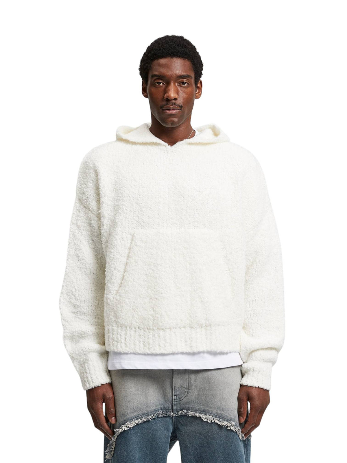 Reternity Bouclè knit hoodie maglioncino con cappuccio unisex boxy fit - cream