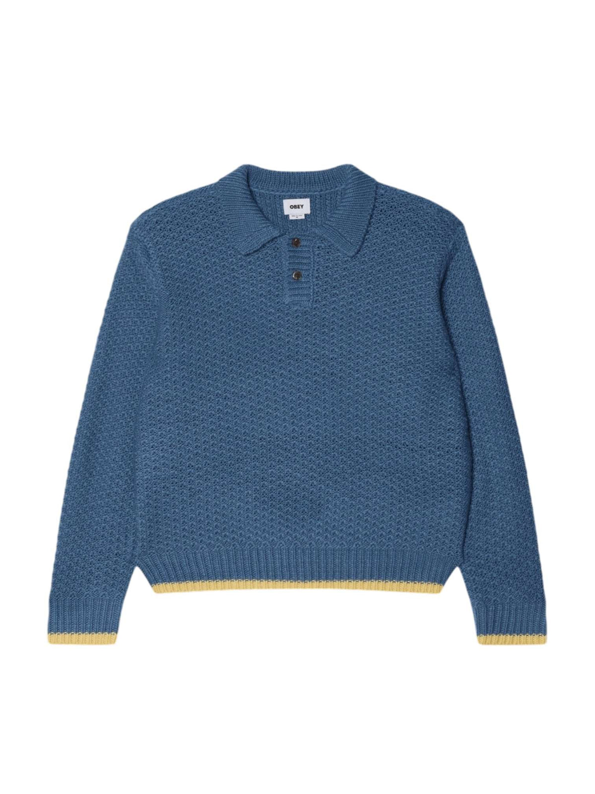 Obey Loreto Polo knit sweater maglioncino in lana con colletto - Captains blue multi