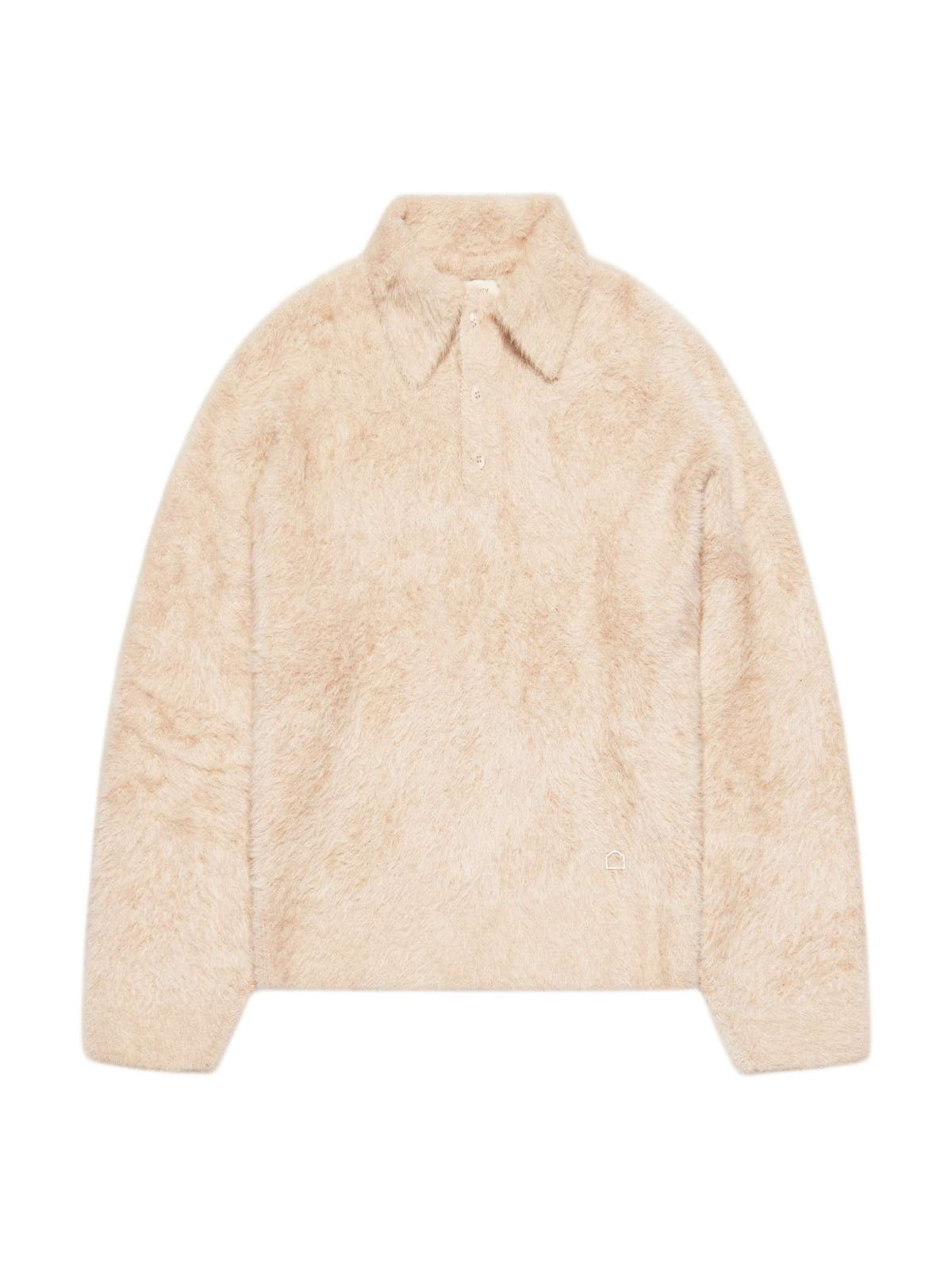 Reternity Clair furry knit polo sweater maglione reversibile peloso con colletto con fit cropped - Sand