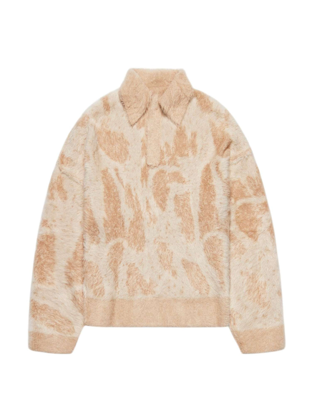 Reternity Clair furry knit polo sweater maglione reversibile peloso con colletto con fit cropped - Sand