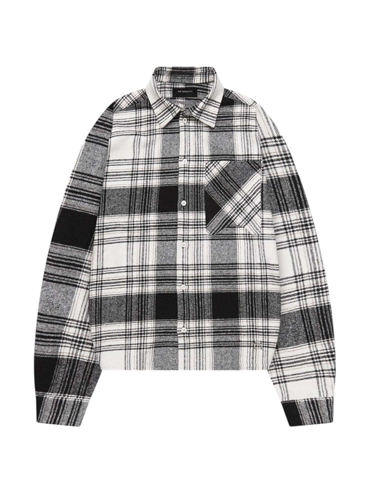 Reternity Creative dept logo flannel shirt camicione in flanella cropped fit - Black