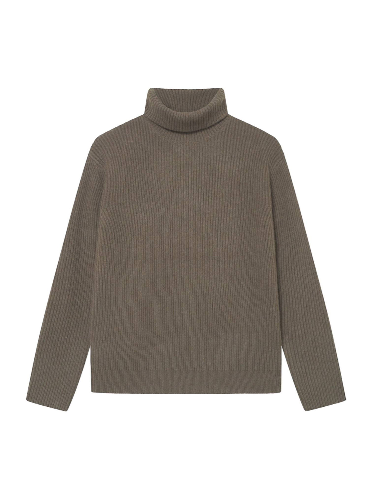 Les Deux Eddie Wool Rib Rollneck Knit sweater maglione collo alto in lana merino - Teak Brown
