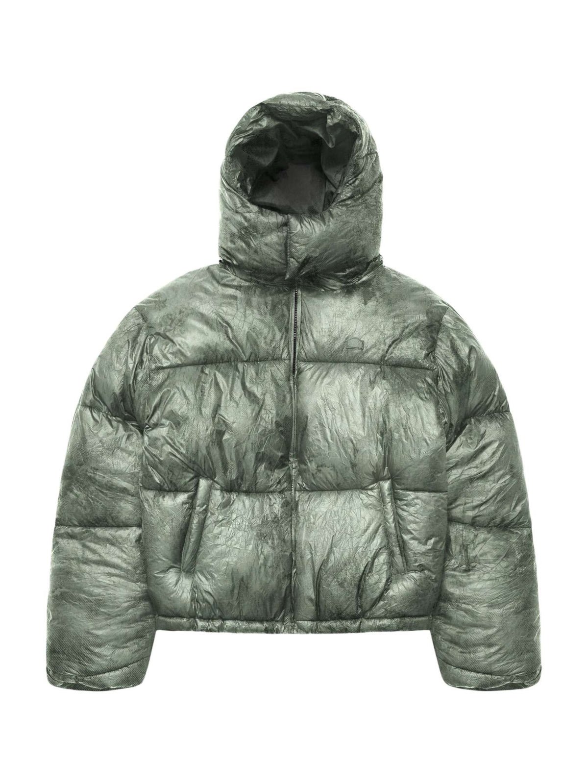 Reternity Wrinkled puffer jacket piumino invernale con cappuccio - Deliria green