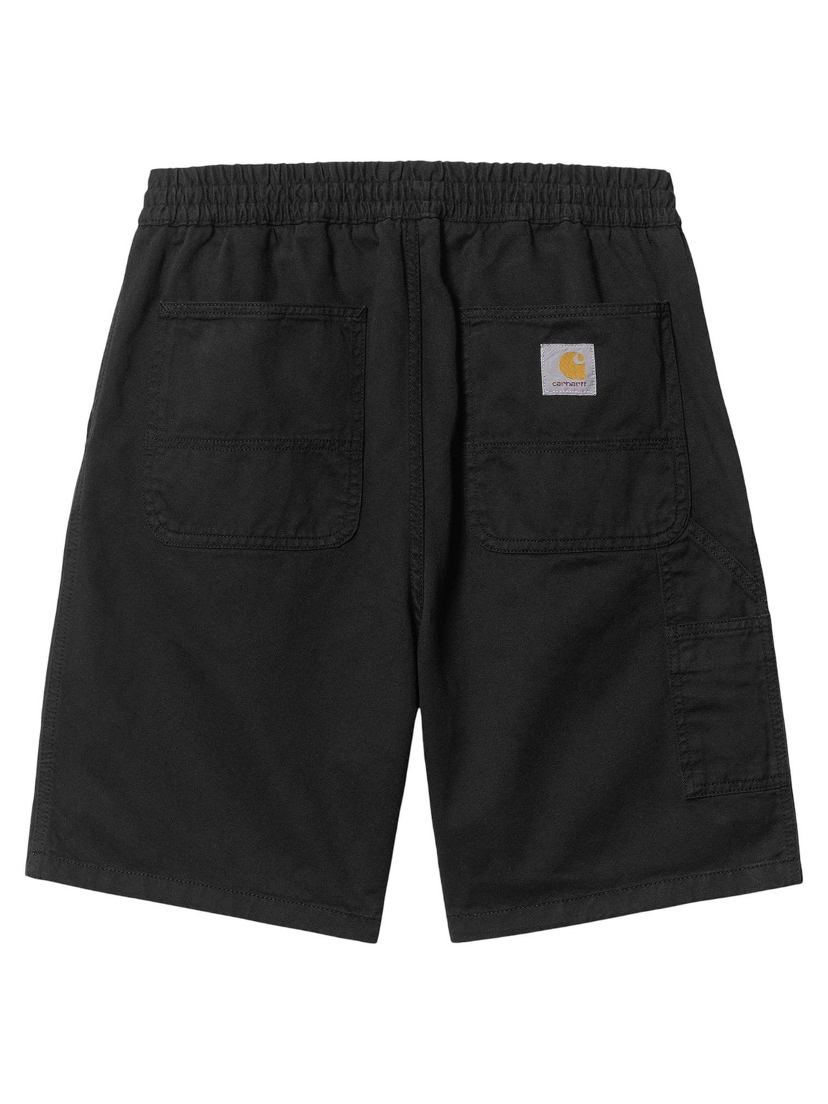 Carhartt Wip Flint short in cotone gamba larga con elastico in vita - Black garment dyed
