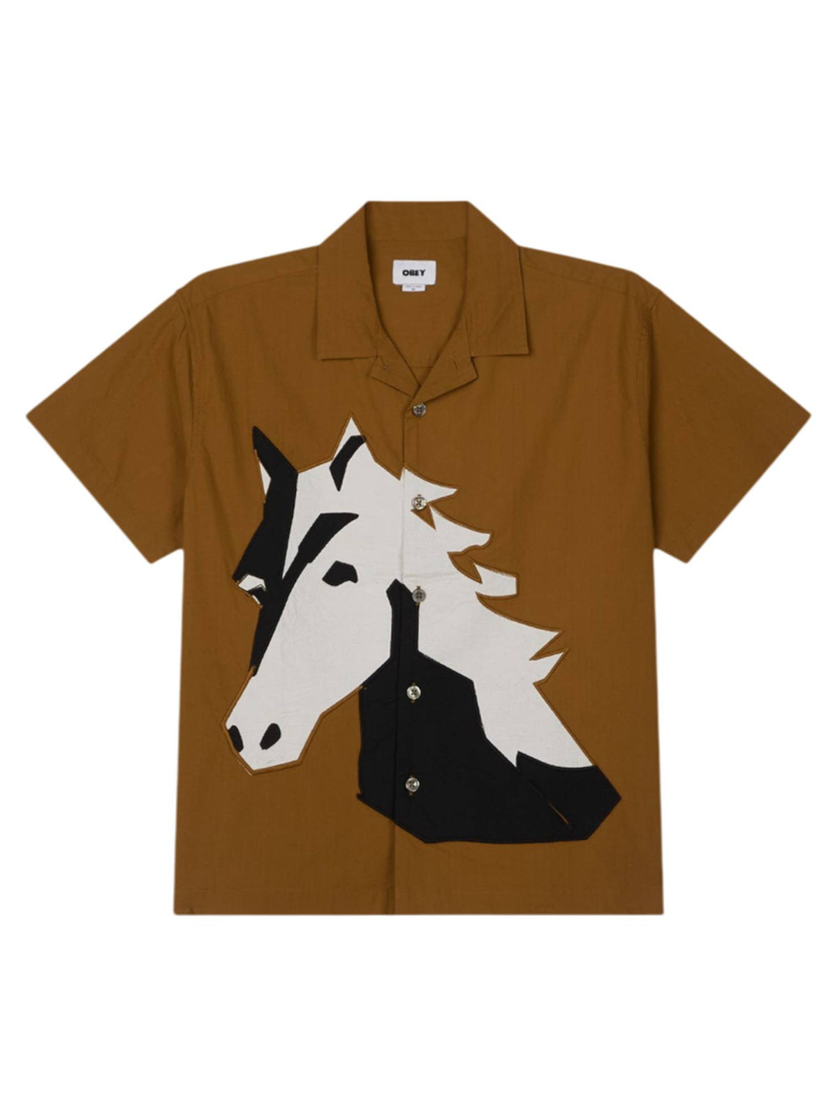 Obey Beau cuban shirt camicia maniche corte con stampa applicata - breen multi