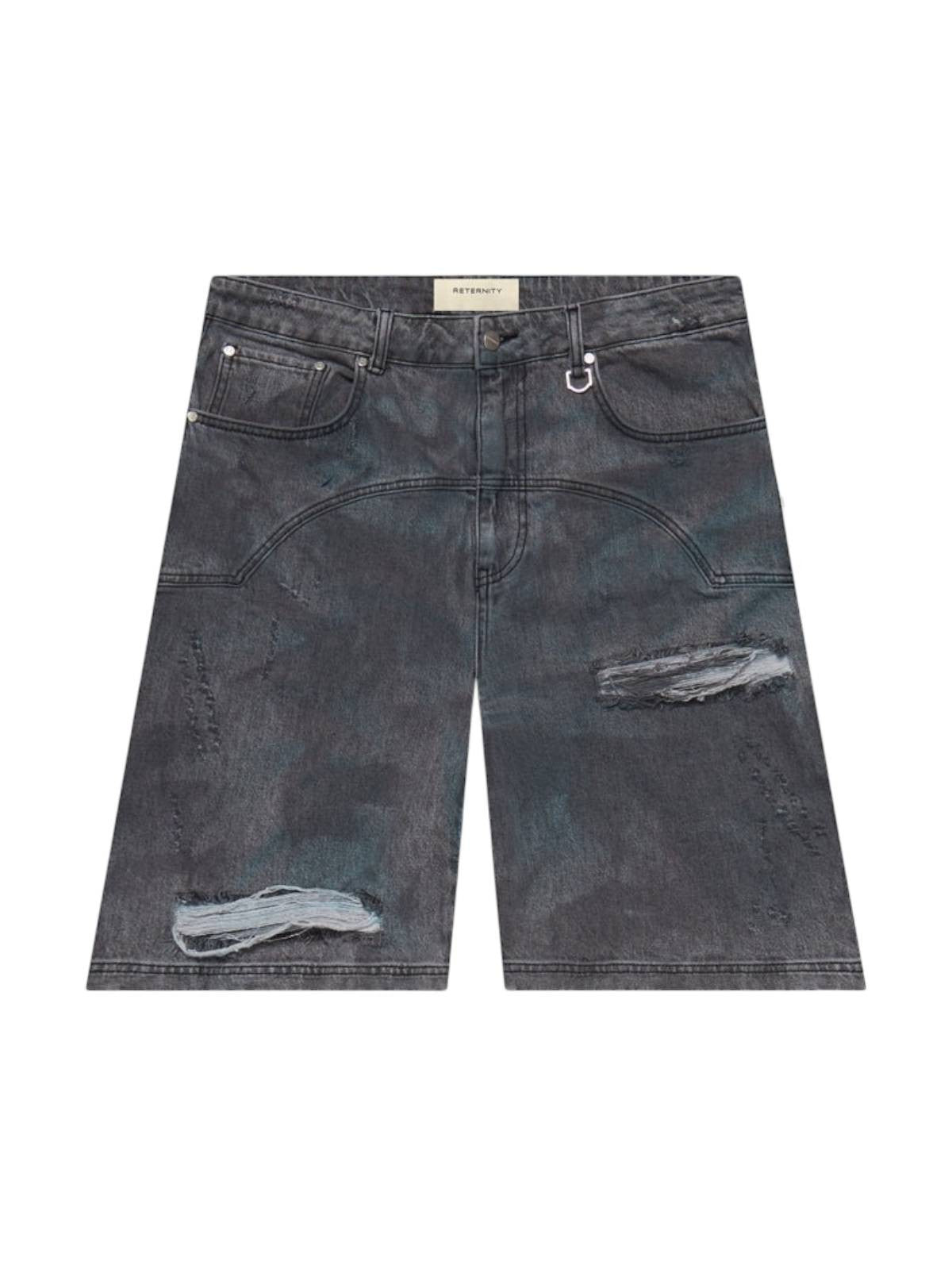 Reternity Painted artisan shorts in jeans gamba larga - washed grey