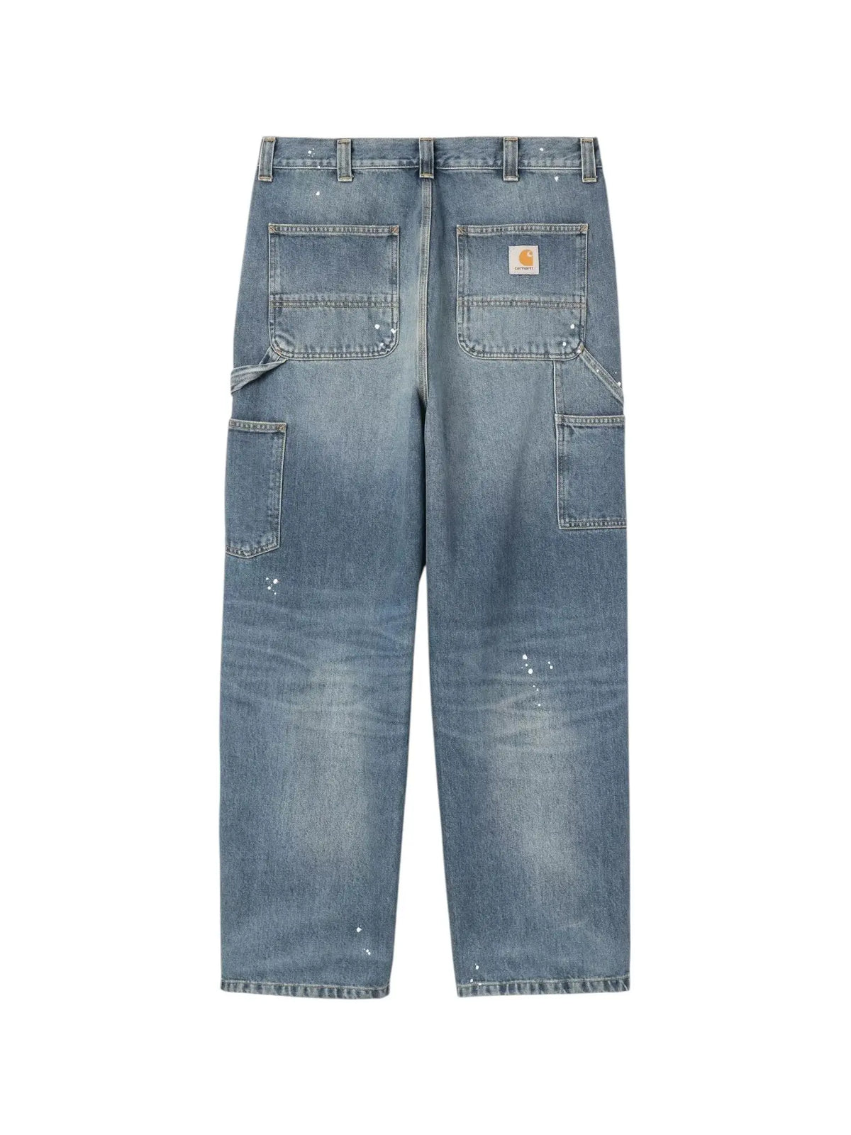 Carhartt Wip OG Single Knee Pants jeans gamba larga con schizzi di vernice - Blue destroy washed splatter
