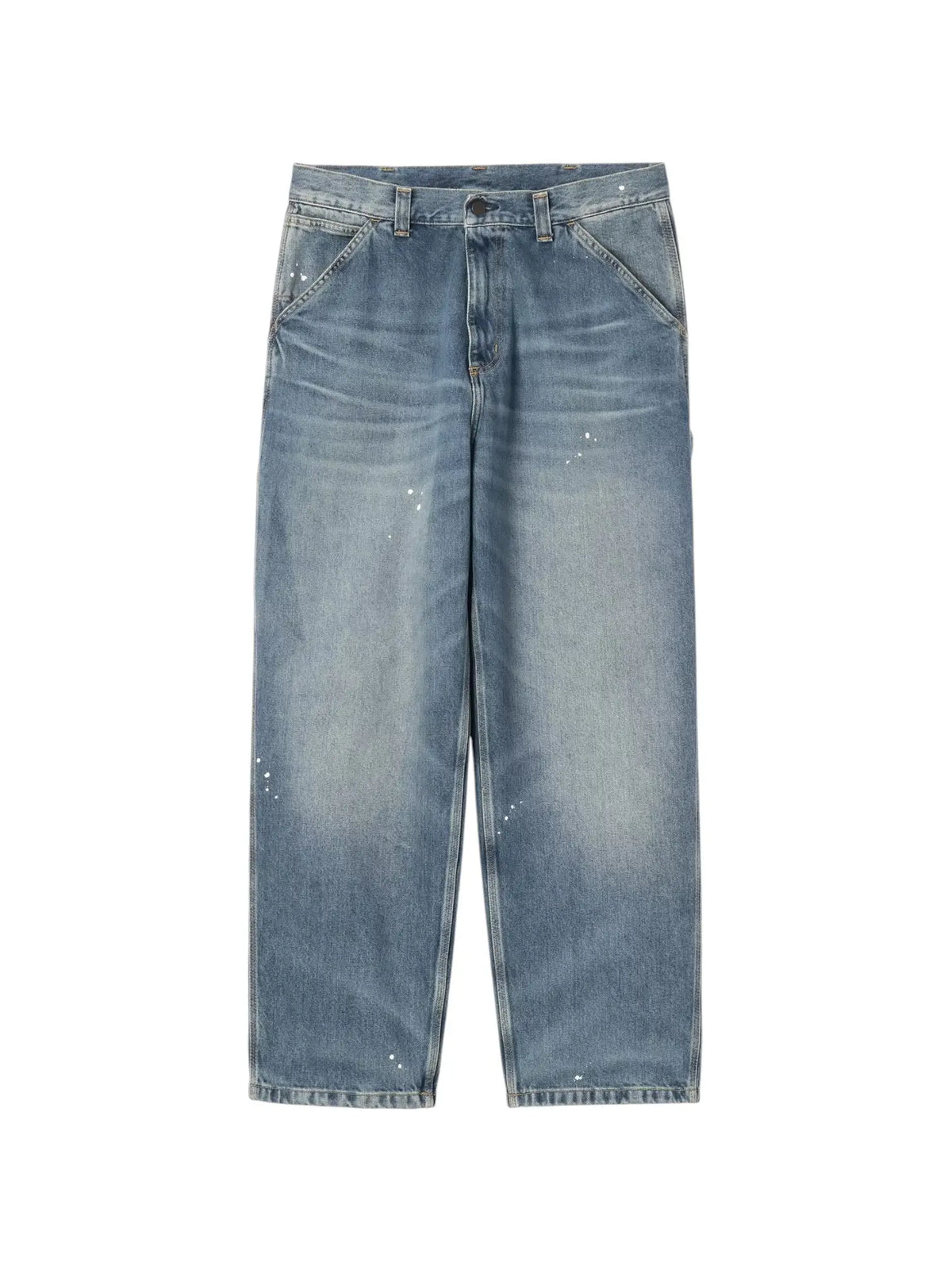Carhartt Wip OG Single Knee Pants jeans gamba larga con schizzi di vernice - Blue destroy washed splatter