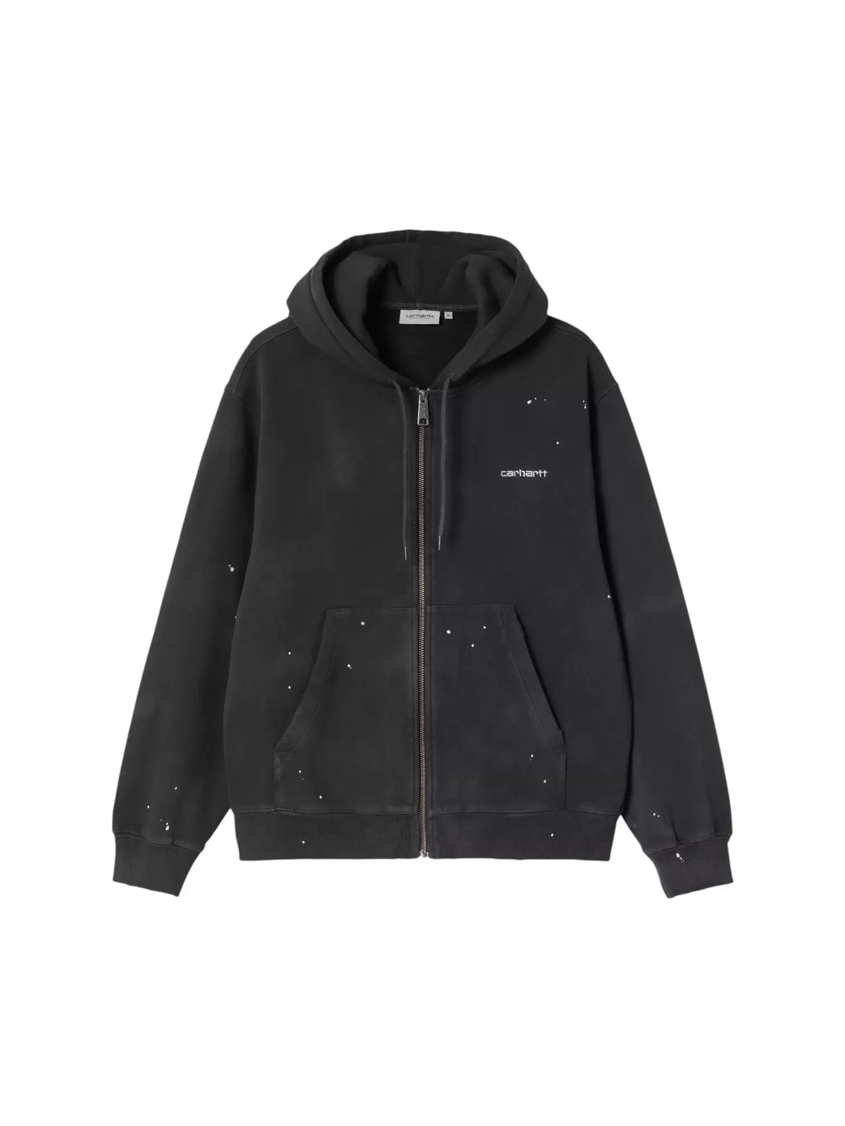 Carhartt Wip Hooded Painter sweat jacket felpa con zip e cappuccio con schizzi di vernice - Black destroy washed splatter
