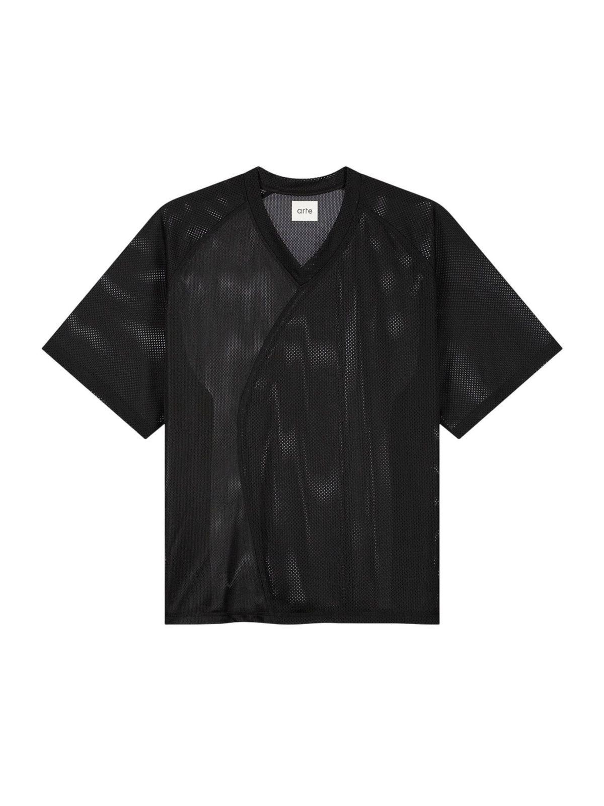 Arte Antwerp Multi Mesh T-shirt in mesh a rete maniche corte con scolllo a V - Black