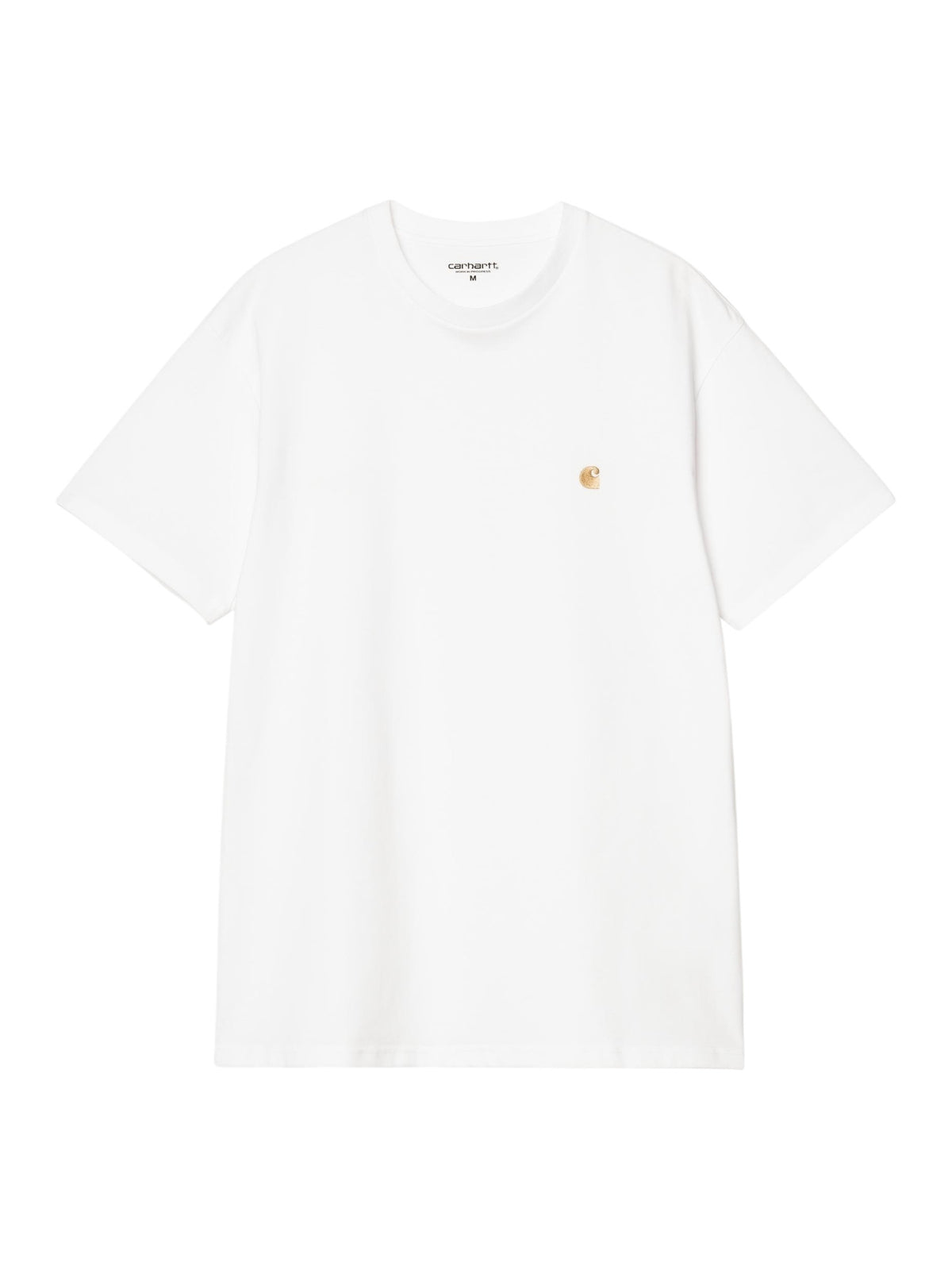 Carhartt Wip Chase T-Shirt basica con logo ricamato - White/gold