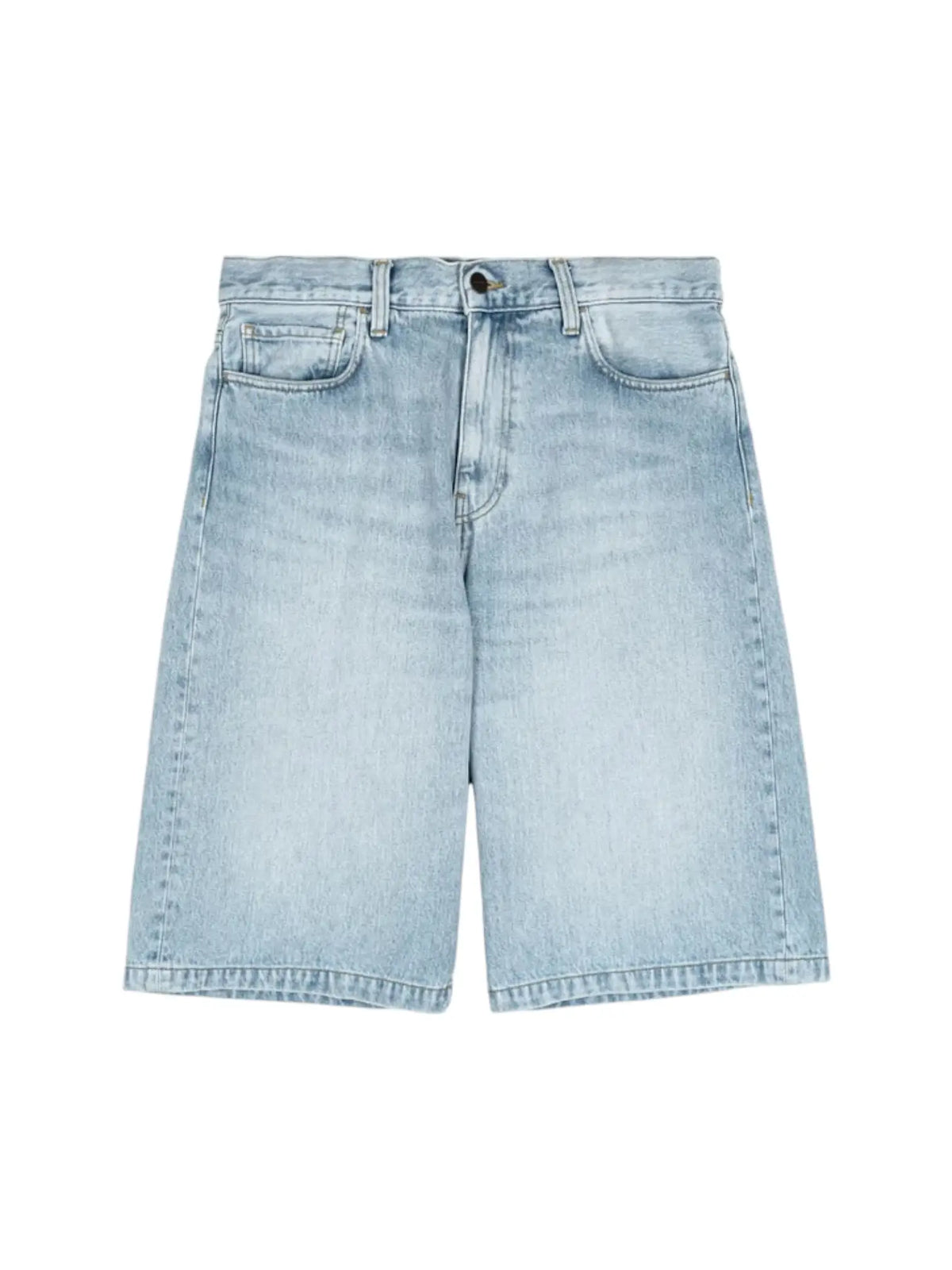 Carhartt Wip Langdon Short pantaloni corti di jeans baggy gamba lunga - Blue heavy worn bleached