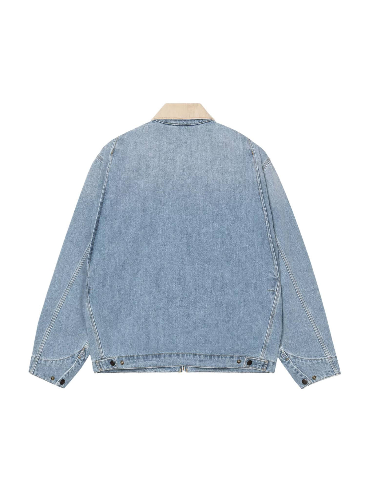 Carhartt Wip Og Detroit jacket giacca in denim leggera con colletto - Blue / Dusty H Brown burst washed
