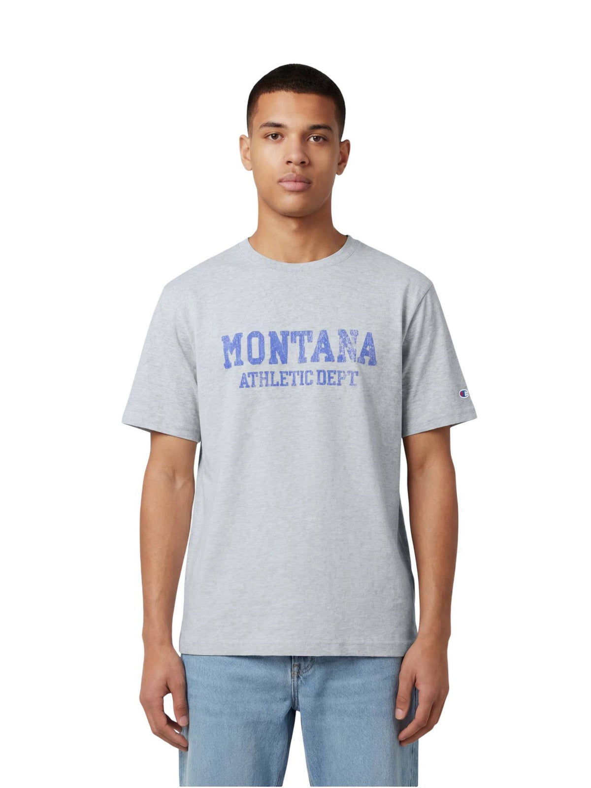 Champion Reverse weave S/S Crewneck T-shirt college effetto vintage - heather grey