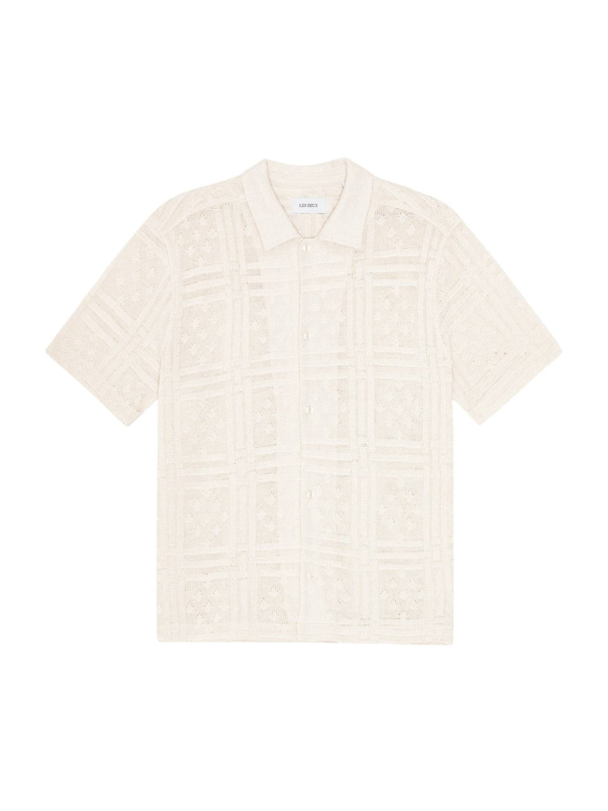 Les Deux Hector Pointelle SS Shirt camicia in crochet maniche corte - egg white