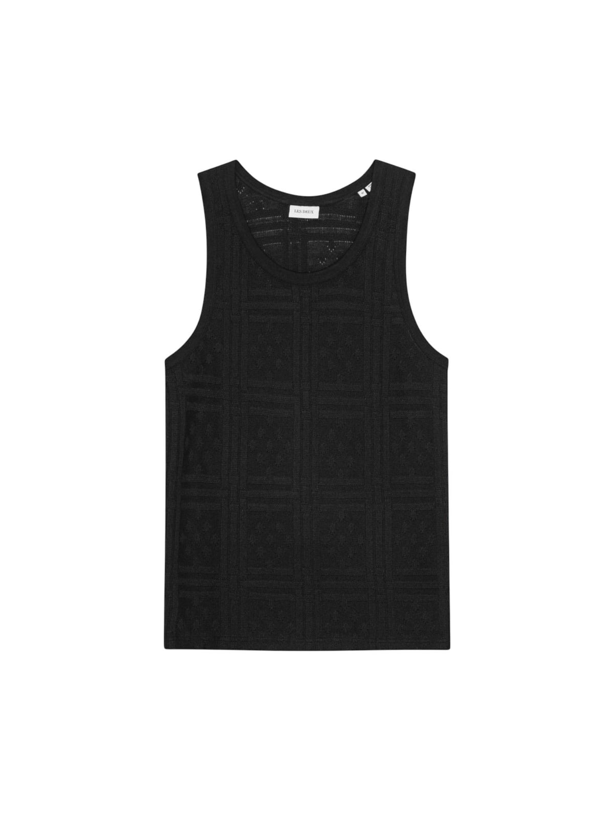 Les Deux Huxley Pointelle Tank Top canotta da uomo in crochet - black