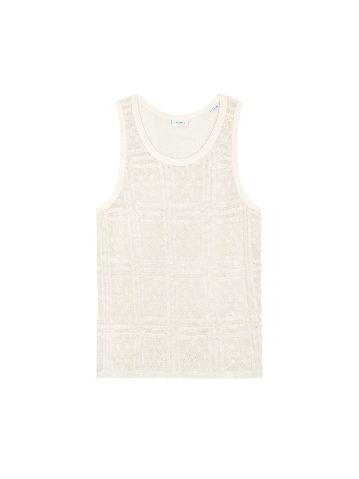 Les Deux Huxley Pointelle Tank Top canotta da uomo in crochet - Egg white