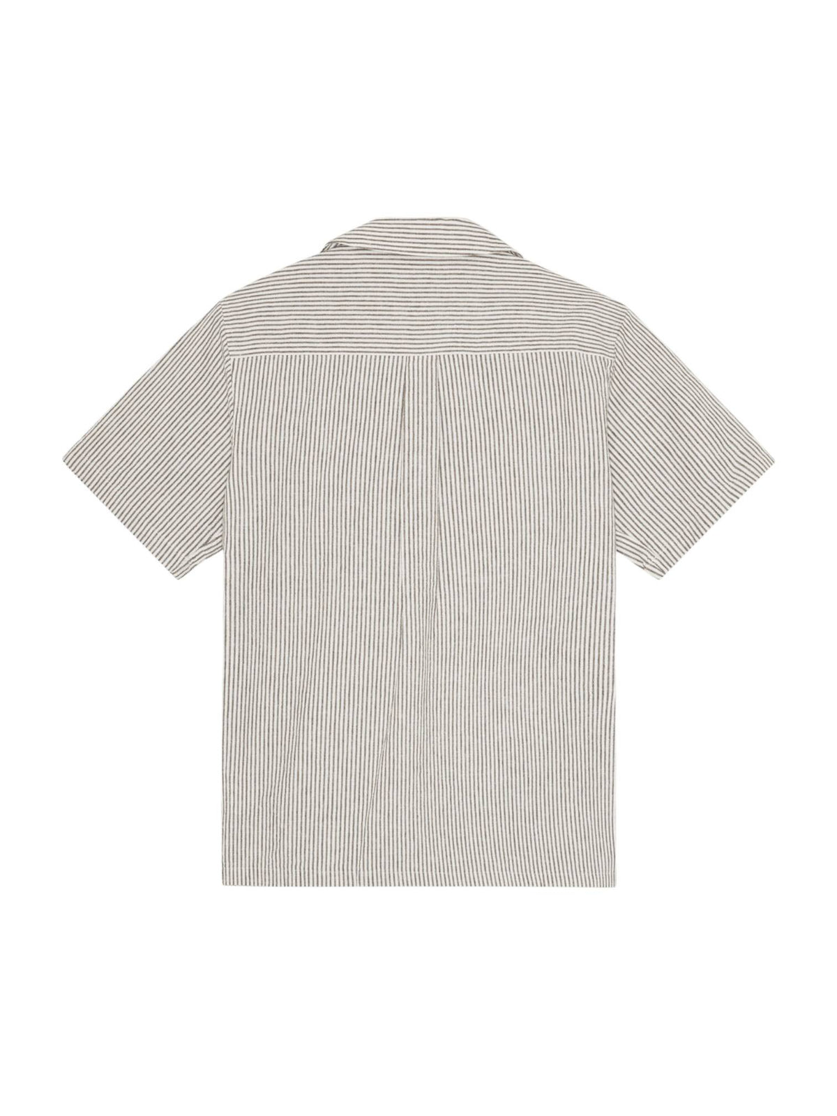 Les Deux Lukas Stripe Cotton Linen SS Shirt camicia a righe in lino maniche corte - teak brown