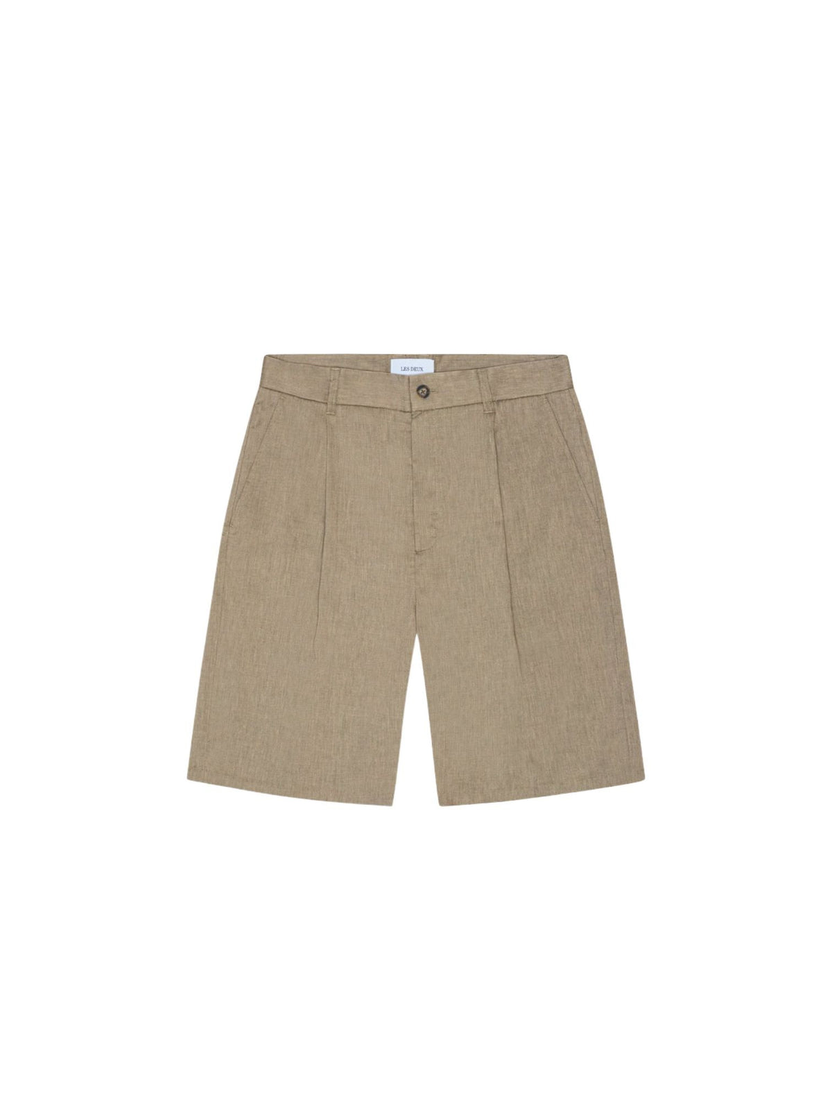 Les Deux Reece Pleated slub shorts pantaloni sartoriali corti gamba larga - lichen green