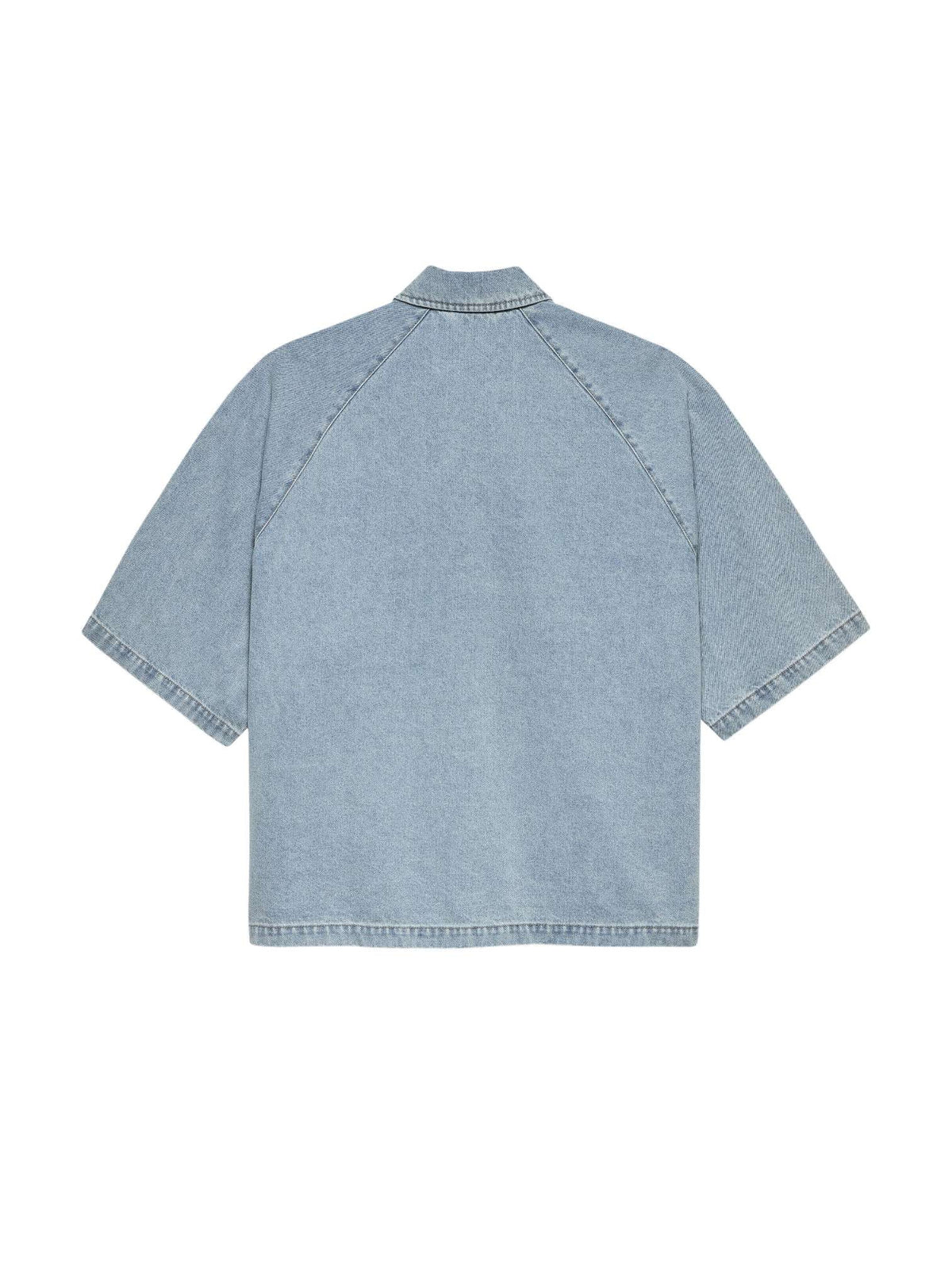 New Amsterdam surf Association Lyocell short sleeves shirt camicia boxy maniche corte - light blue