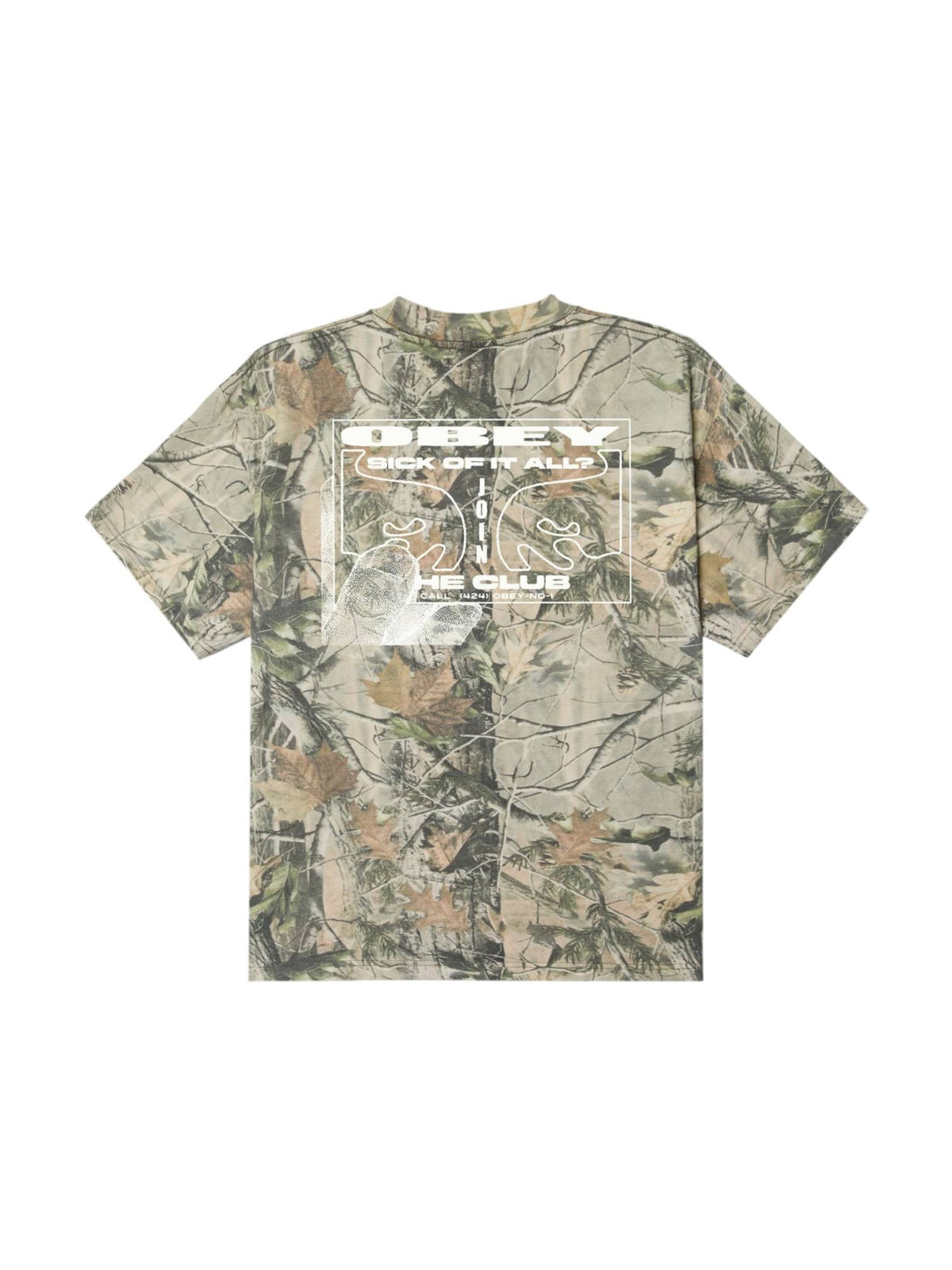 Obey Club heavyweight t-shirt con grafica - leaf camo