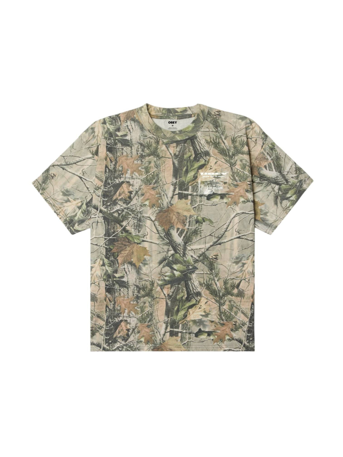 Obey Club heavyweight t-shirt con grafica - leaf camo
