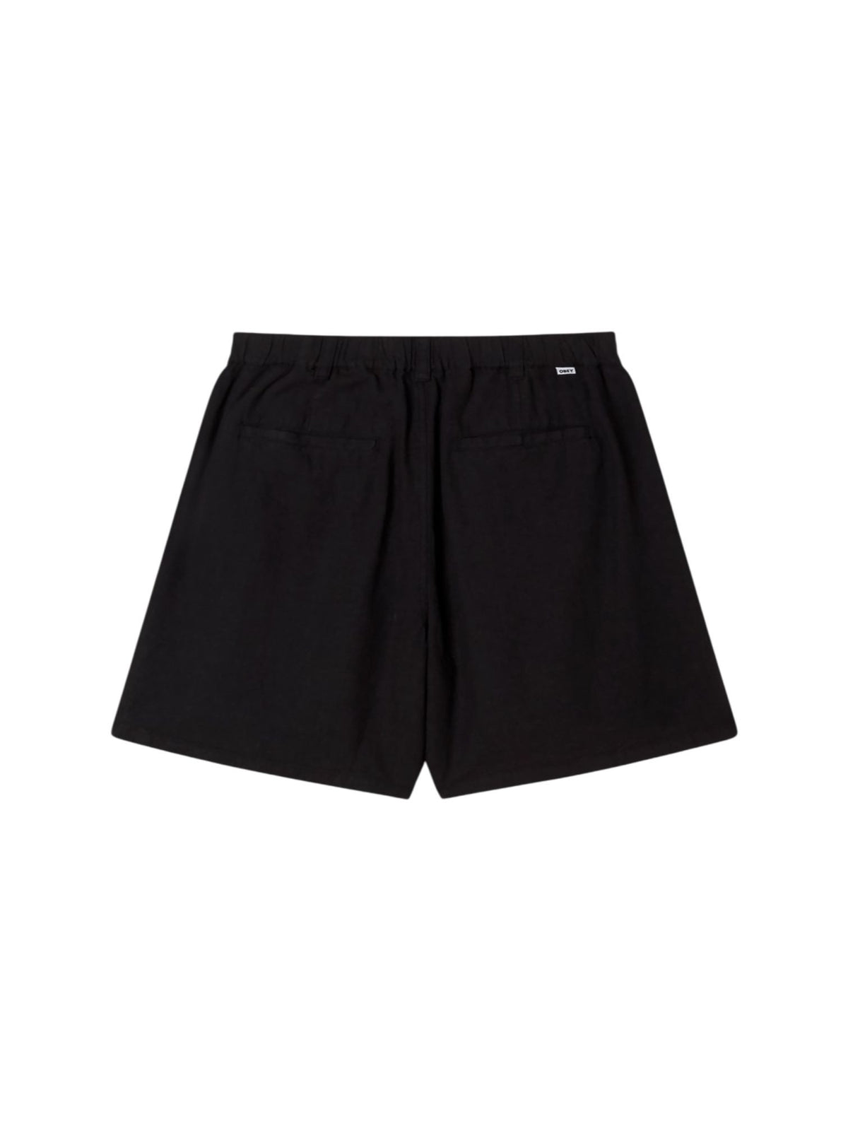 Obey Foster pleated linen shorts pantaloncini corti sartoriali in lino gamba larga - black