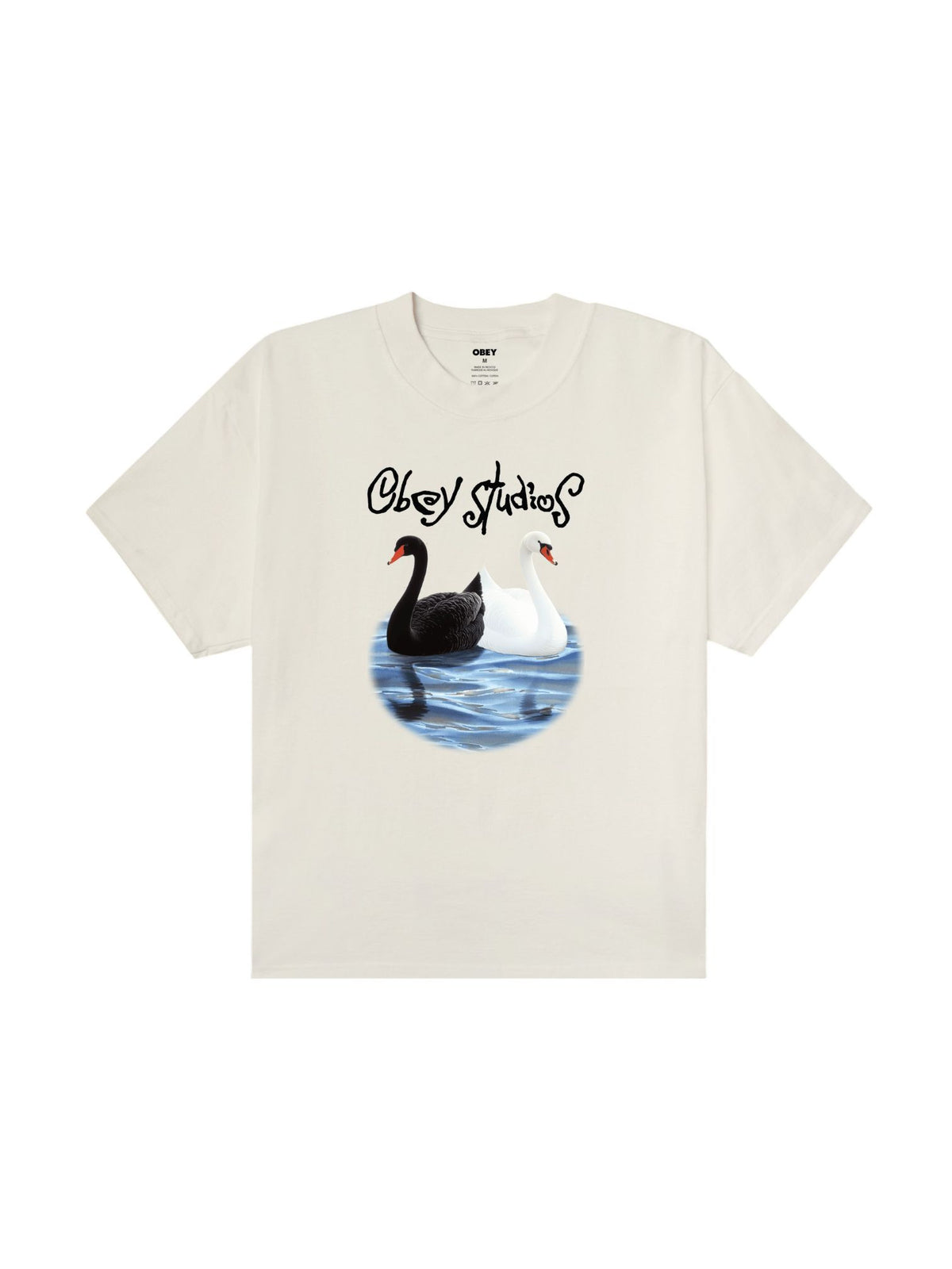 Obey Studios swan heavyweight t-shirt con grafica - vintage white