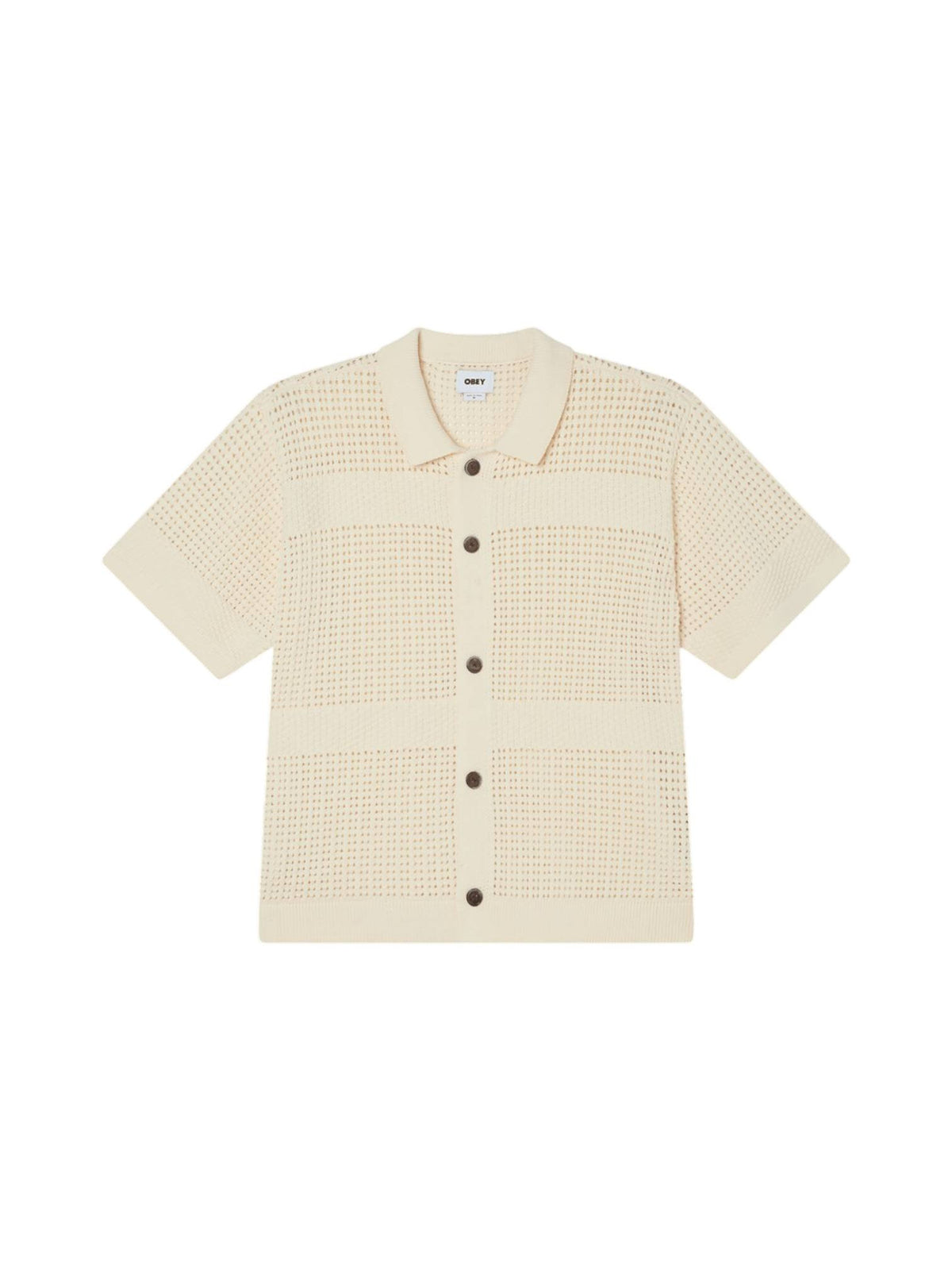 Obey Zach sweater shirt polo maniche corte in maglina con bottoni - umbleached