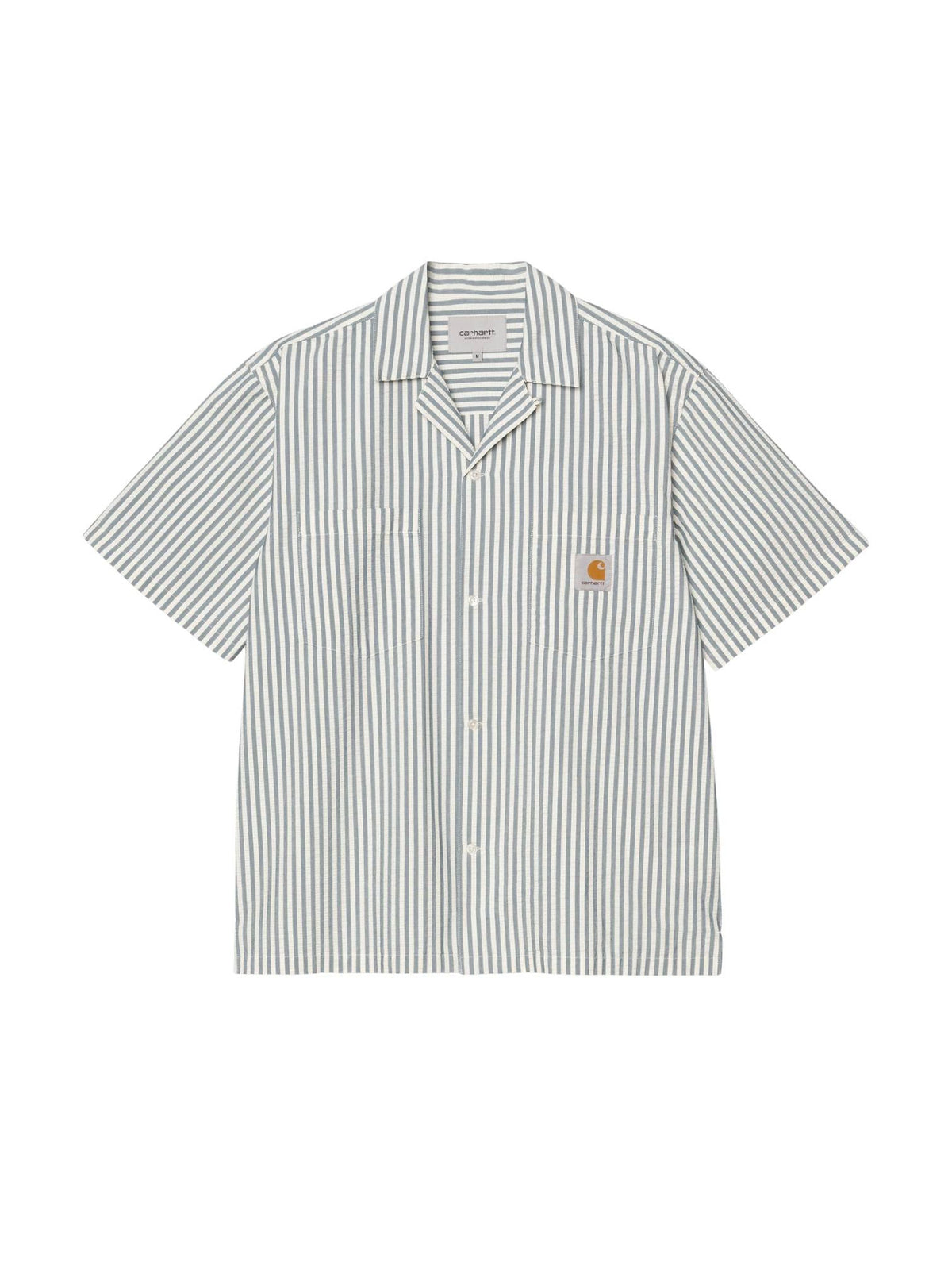 Carhartt Wip S/S Leavel Shirt camicia maniche corte a righe - Leavel Stripe/ Blue River