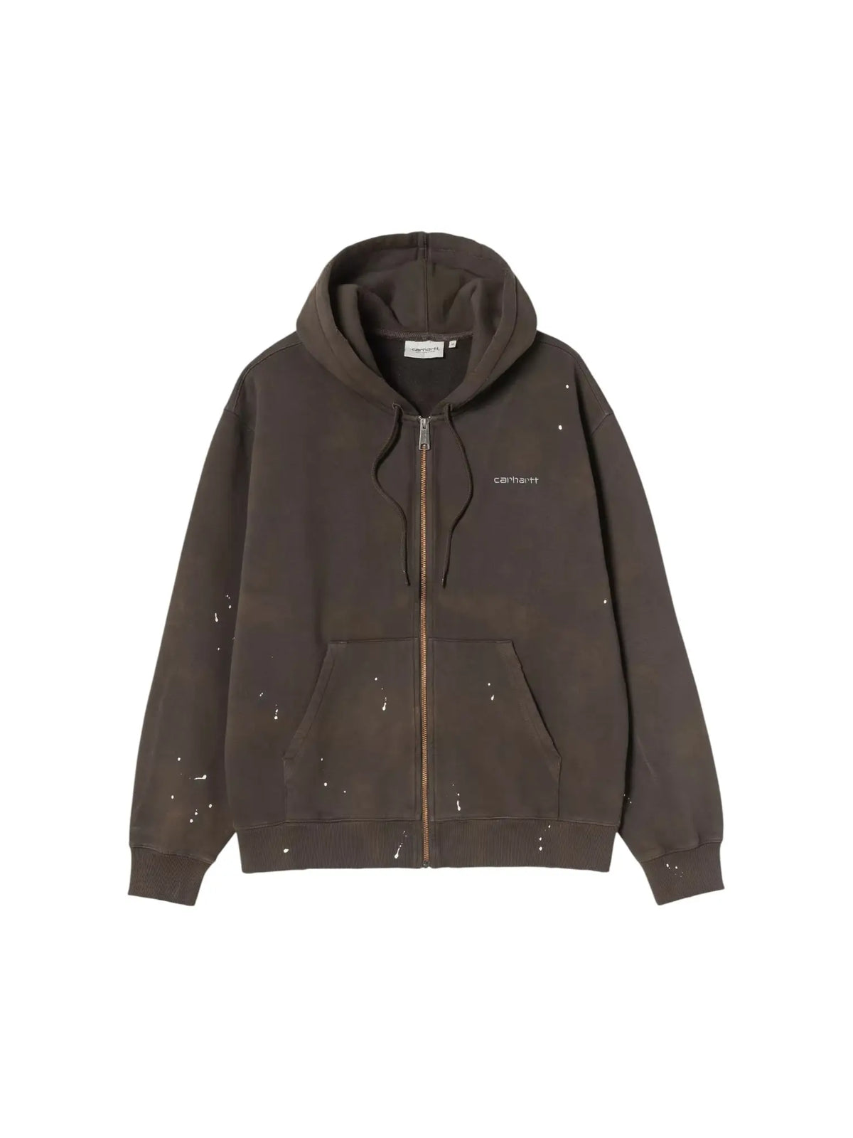 Carhartt Wip Hooded Painter sweat jacket felpa con zip e cappuccio con schizzi di vernice - Tobacco destroy washed splatter