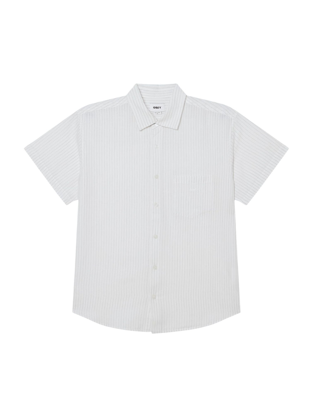 Obey Barry woven Camicia a maniche corte in misto cotone e lino - brushed nichel multi