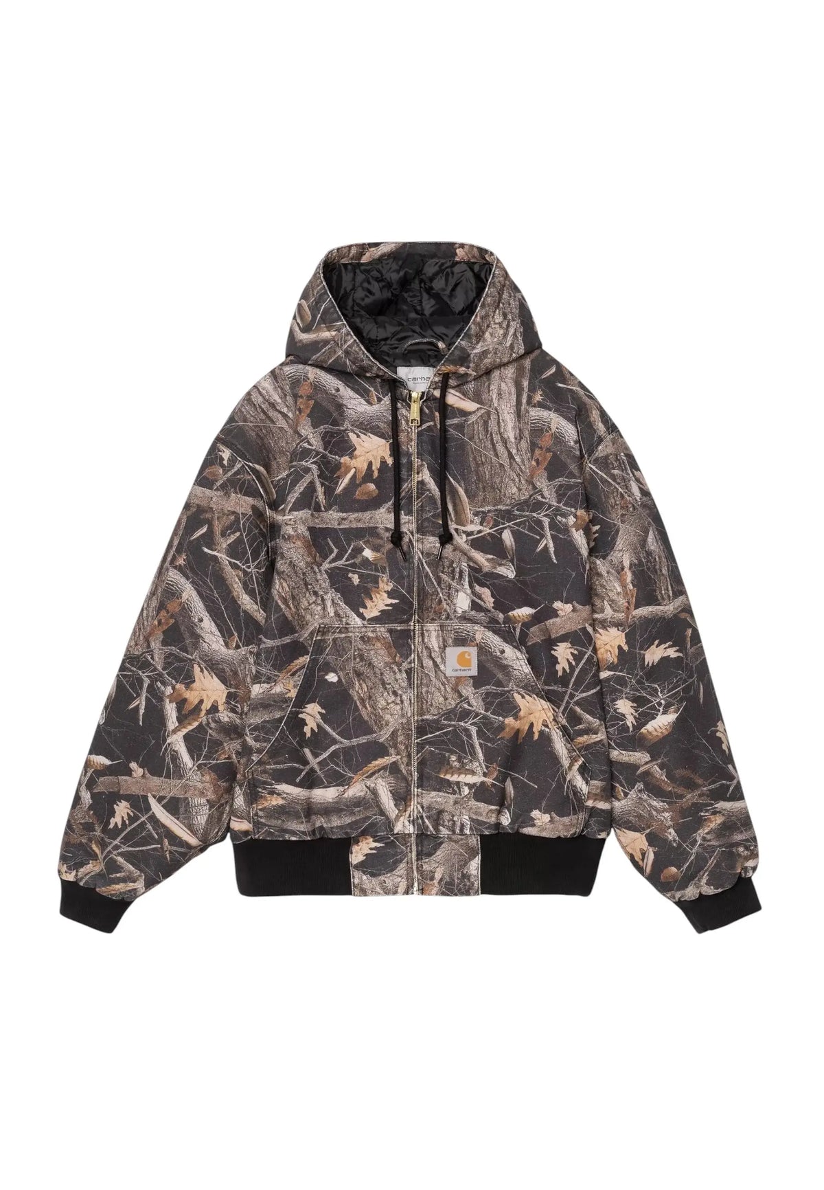 Carhartt Wip OG Active Jacket giacca invernale foderata con cappuccio - Camo Feather Tree, Black heavy stone washed