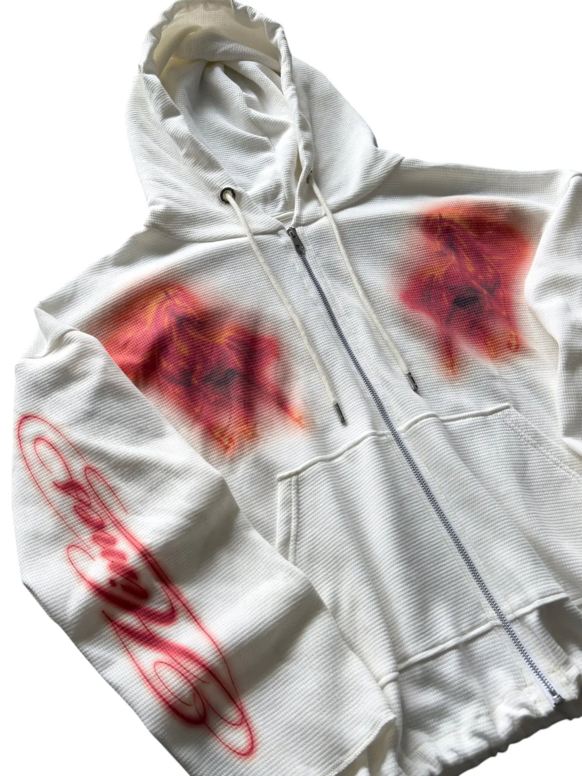 Formy studio Horse power waffle zip hoodie felpa con cappuccio e zip - White