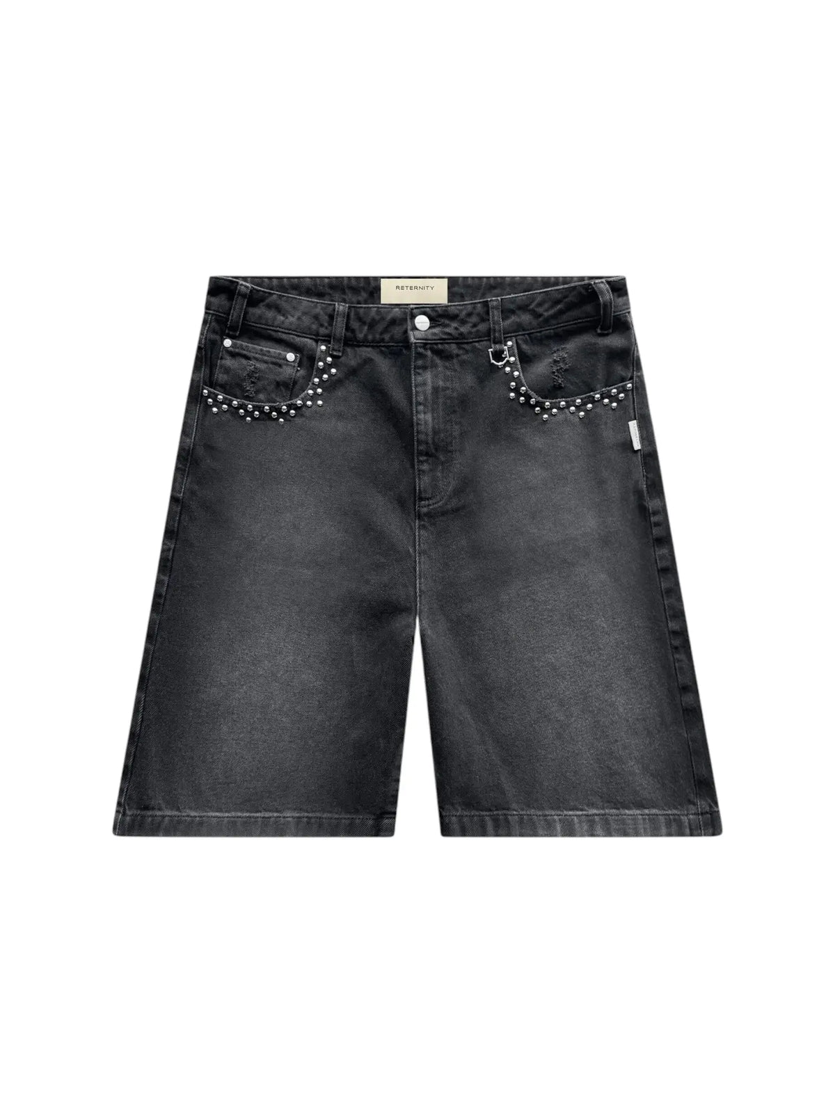 Reternity Studded jorts pantaloni corti di jeans con vestibilità ampia e applicazioni - Black