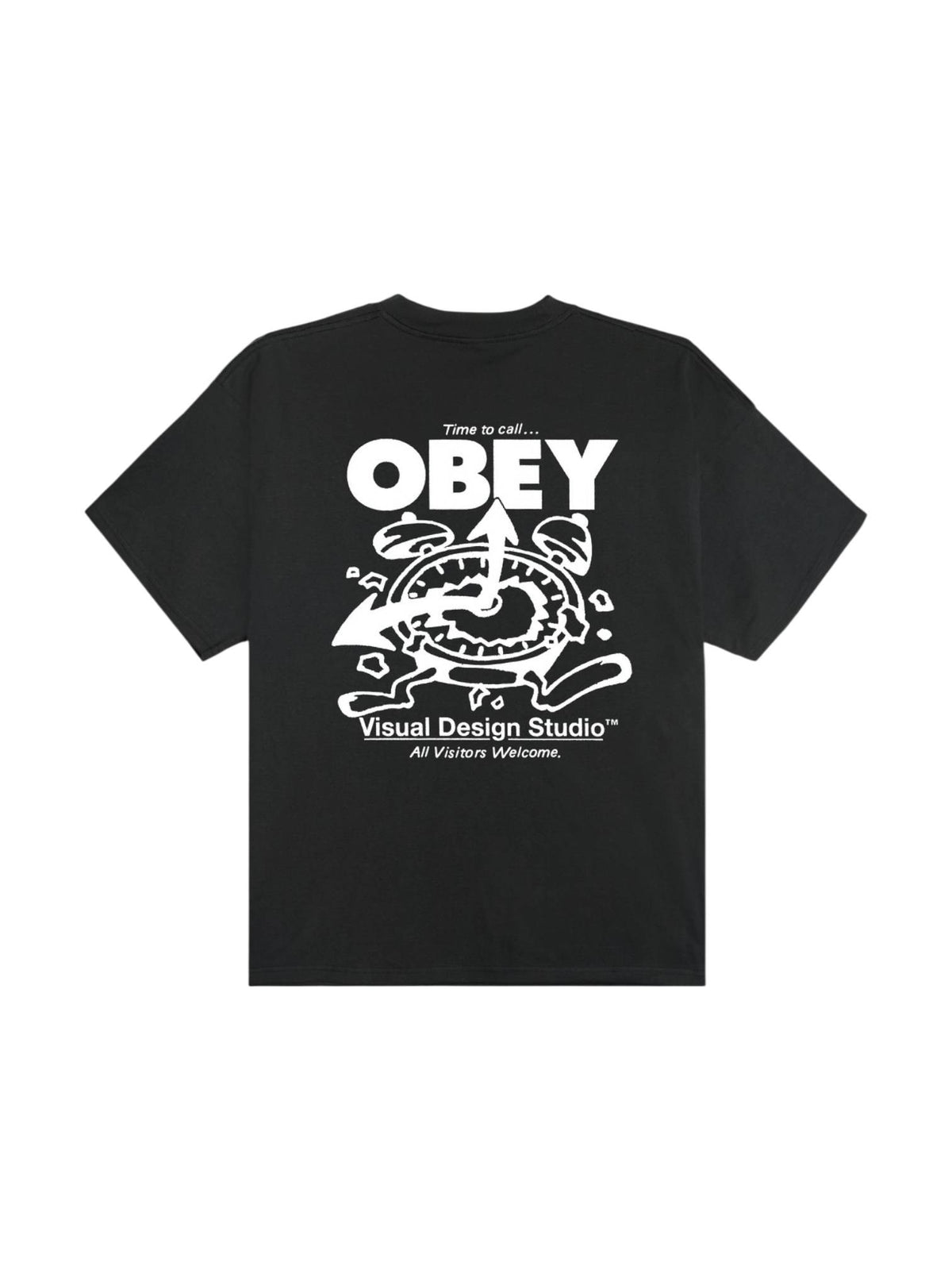 Obey Time to call heavyweight t-shirt con grafica - vintage black
