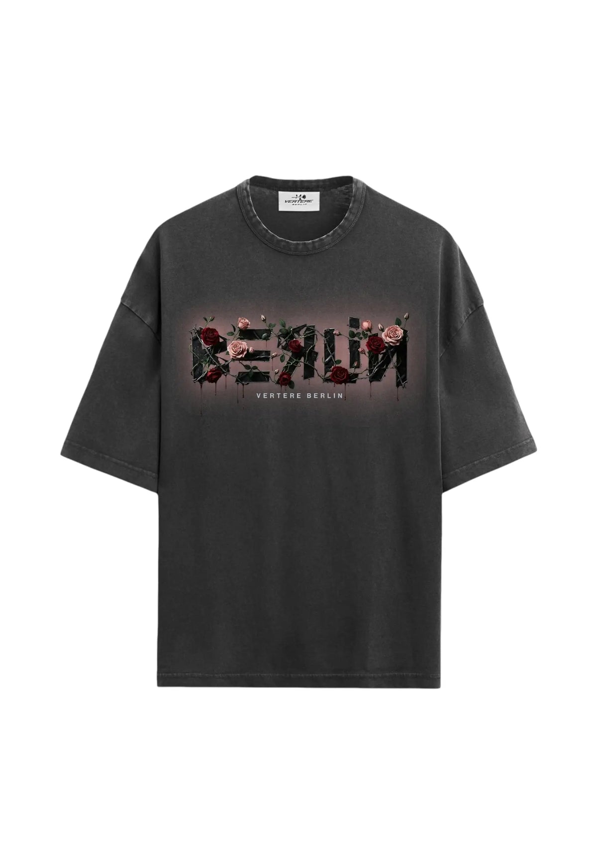 Vertere Lost Roses t-shirt con grafica - Washed Black