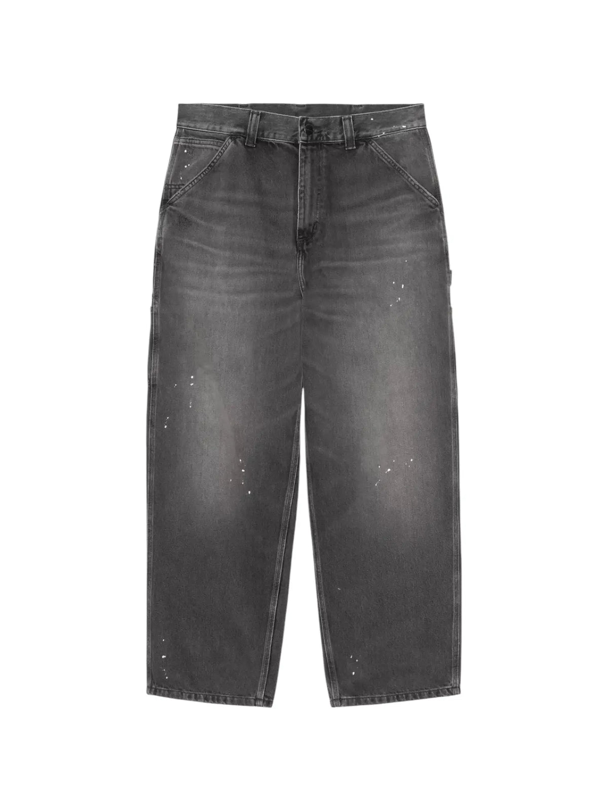 Carhartt Wip OG Single Knee Pant jeans gamba larga con vernice - Black destroy wash splatter