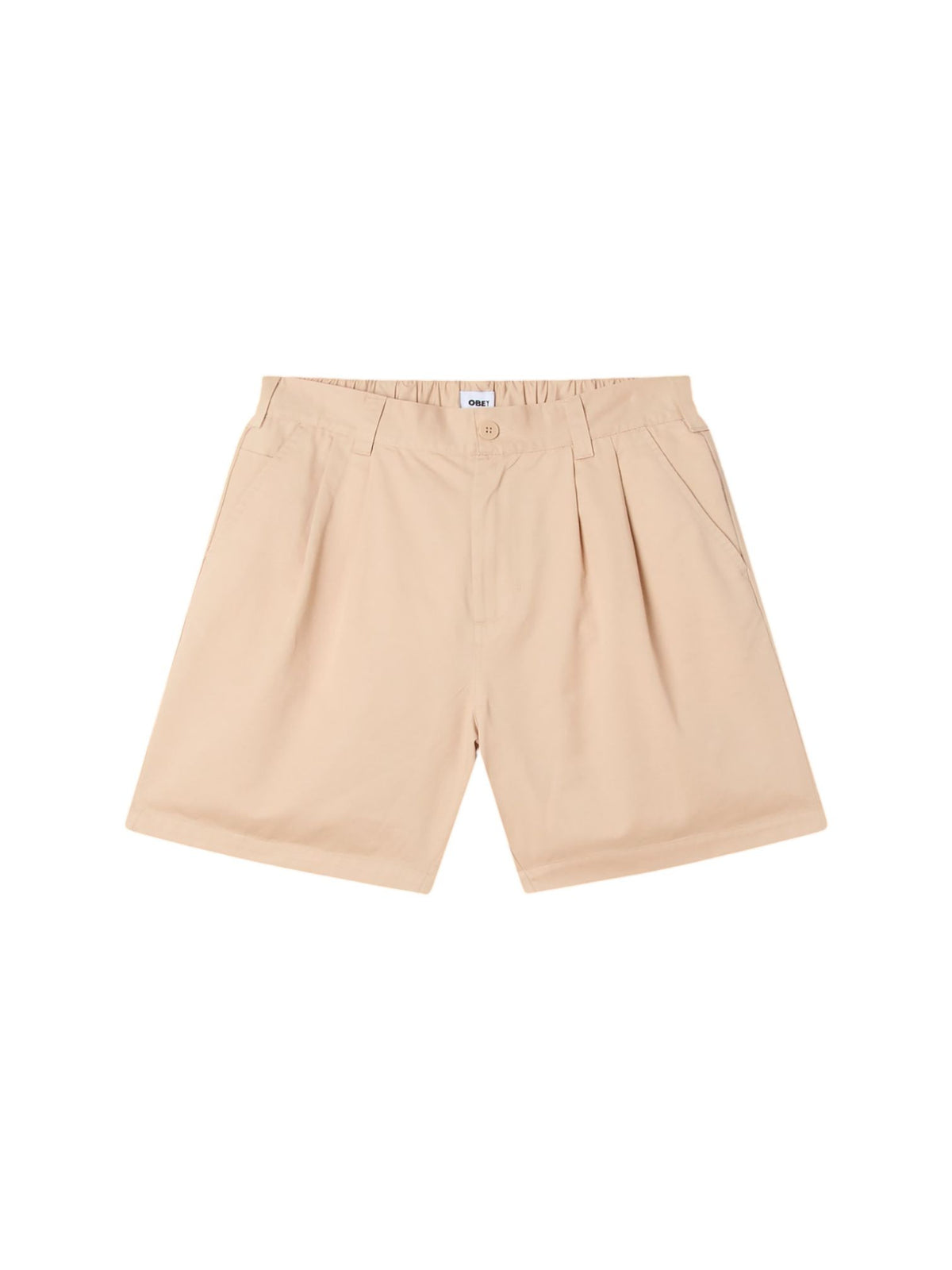Obey Foster pleated shorts pantaloncini corti sartoriali in cotone gamba larga - cement