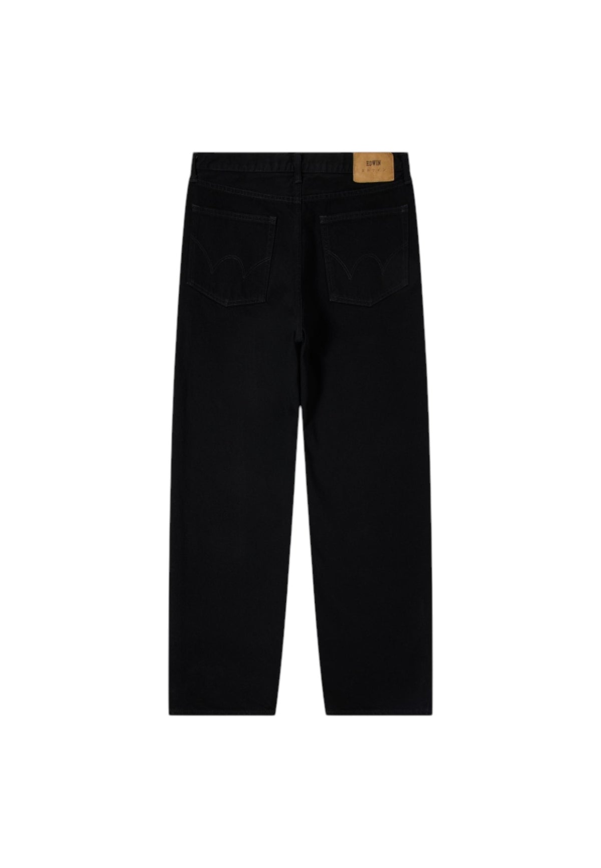 Edwin Japan loose fit denim pants jeans tela giapponese gamba dritta - unwashed black