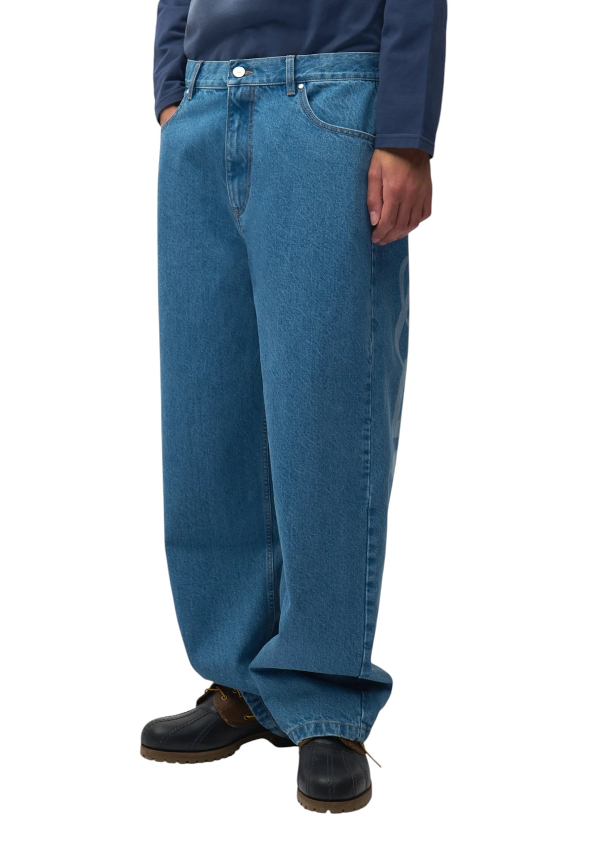 Arte Antwerp Stencil uniform denim pants jeans gamba dritta con grafica - blu denim bleach