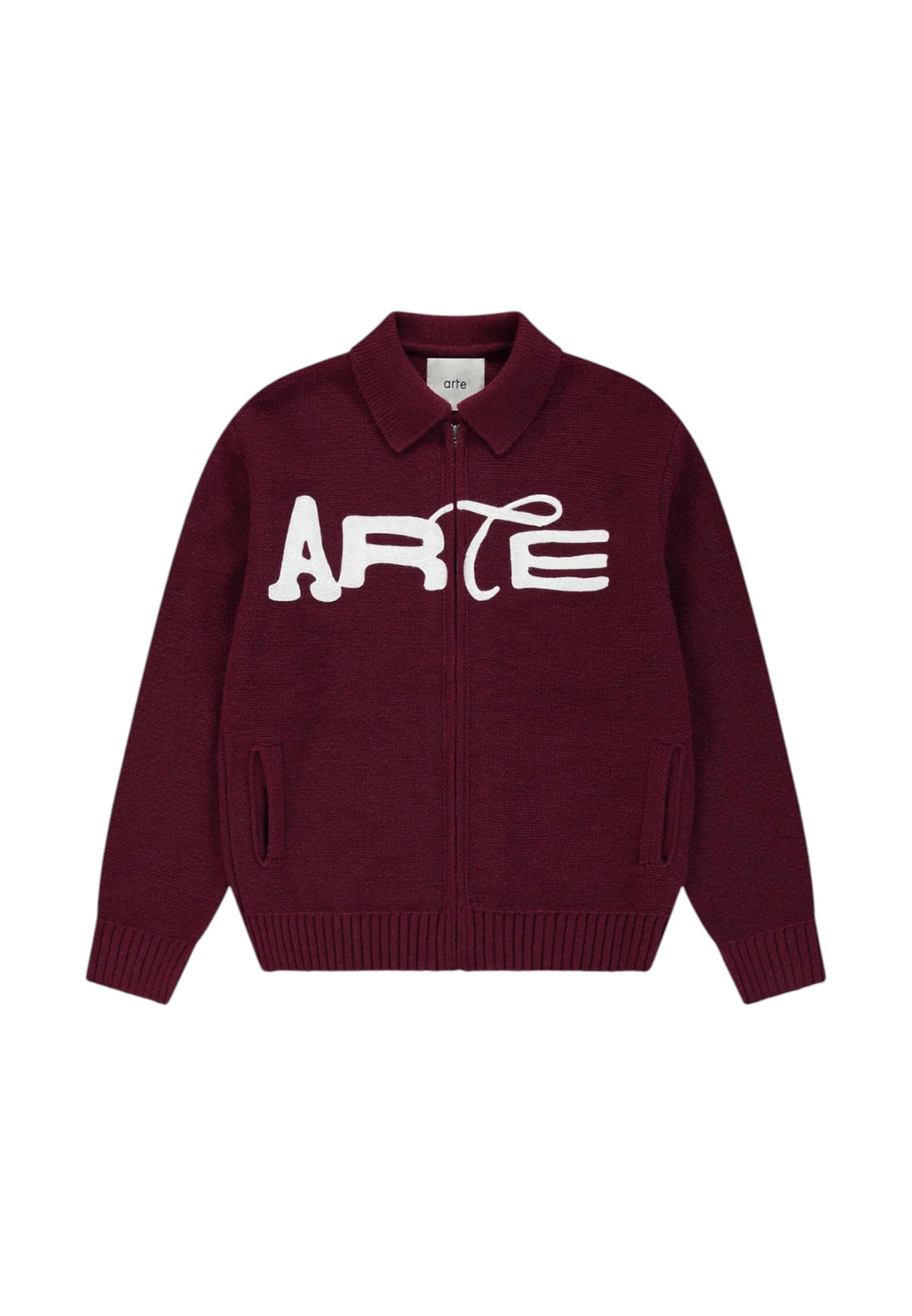 Arte Antwerp Stencil zip Cardigan in lana con zip - bordeaux