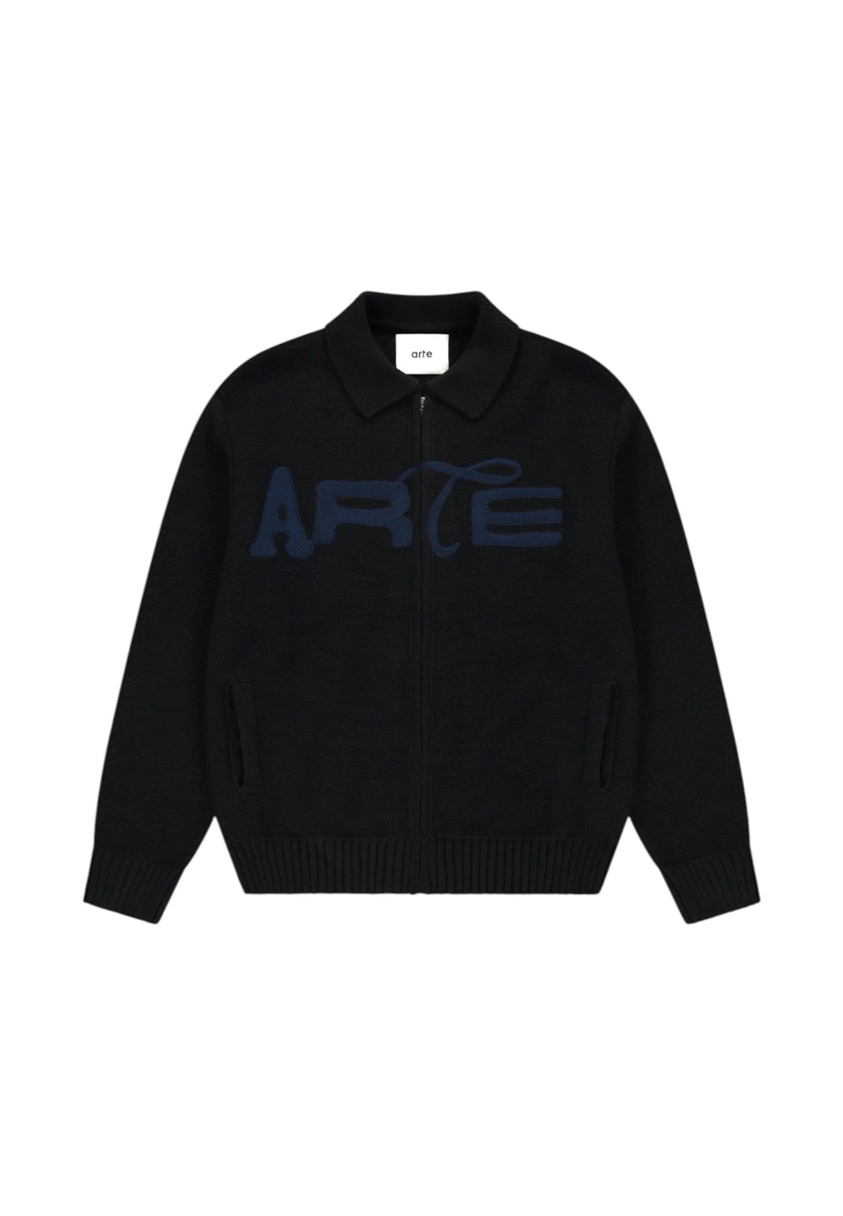 Arte Antwerp Stencil zip Cardigan in lana con zip - black