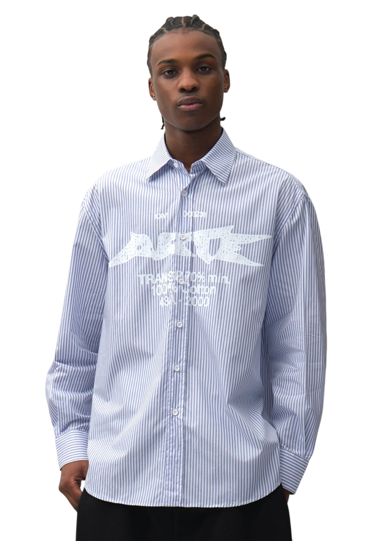 Arte Antwerp Composition gallery Graphic Shirt camicia a righe con grafica - blue